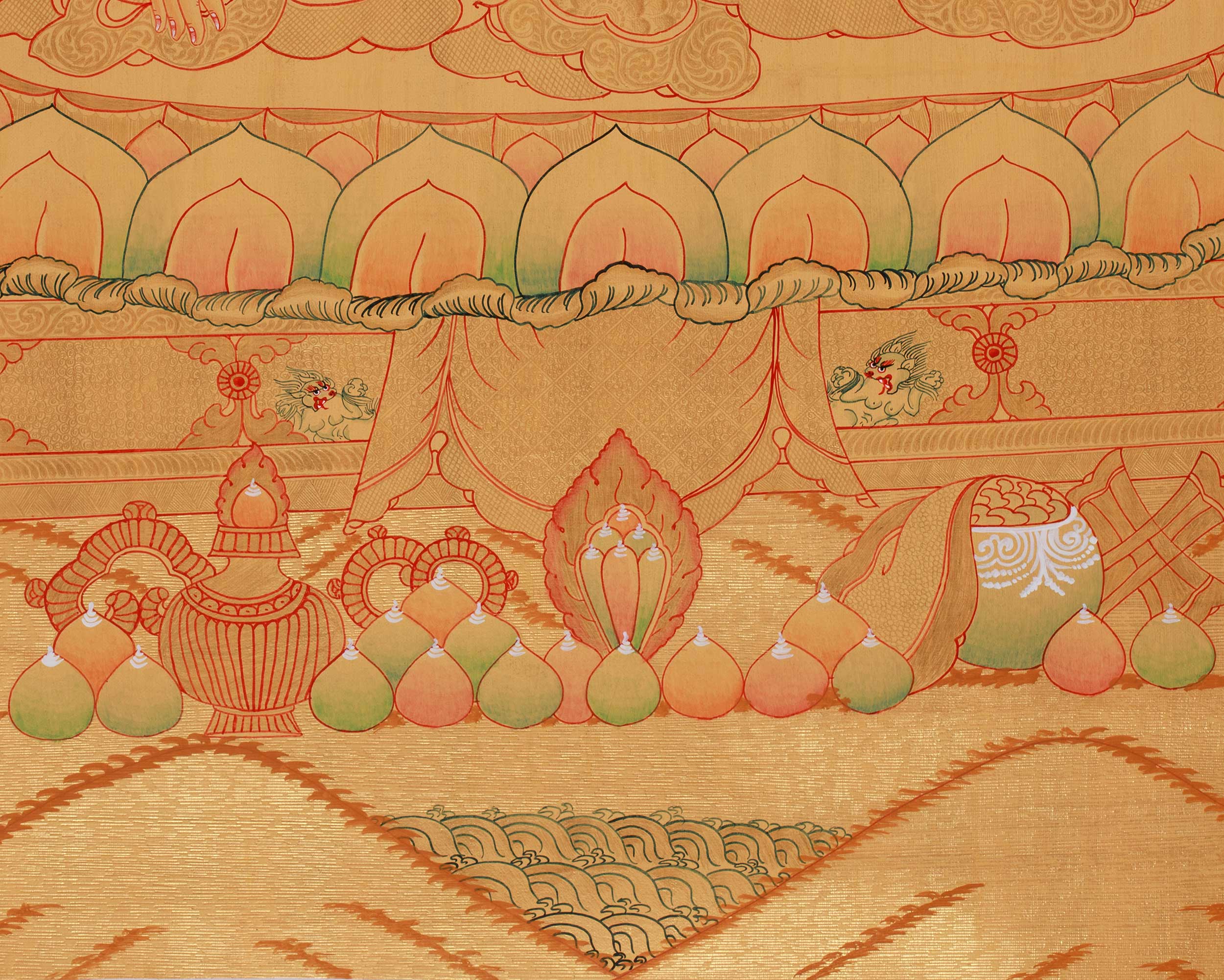 Thangka of Shakyamuni Buddha with Five Dhyani Buddhas | Buddha of Wisdom & Enlightenment