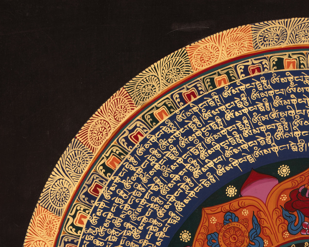 Mantra Mandala Himalayan Art | Traditional Buddhist Artwork | Buddhist Visual Thangka