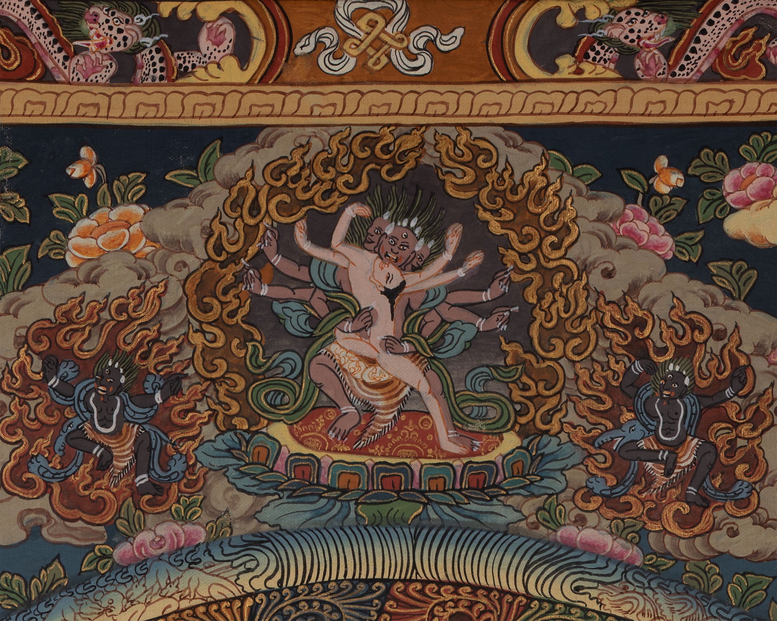 Hand Painted Mandala | Thanka with Brocade Mounted