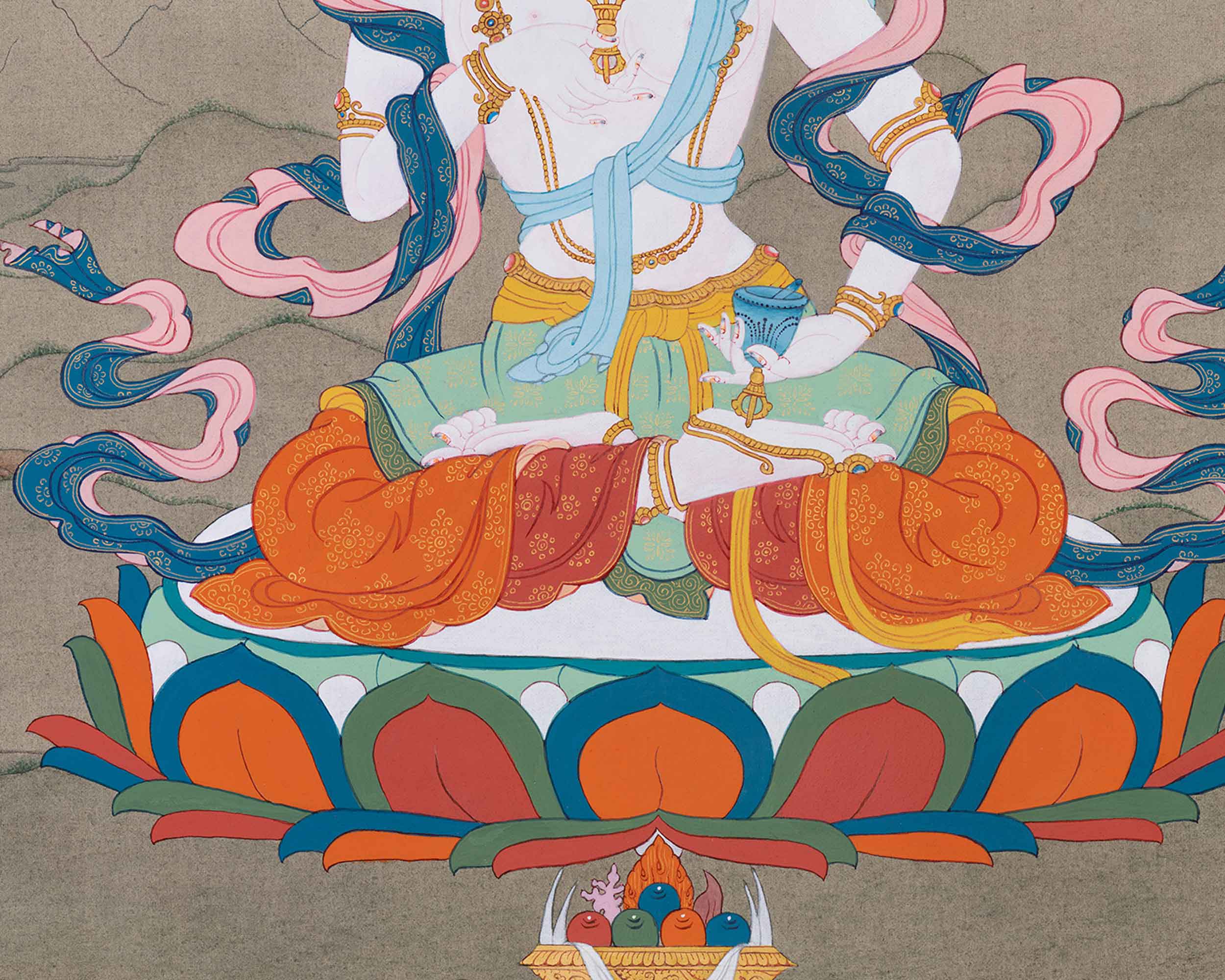 Traditional Vajrasattva Thangka Art | Bodhisattva for Purification And Spiritual renewal