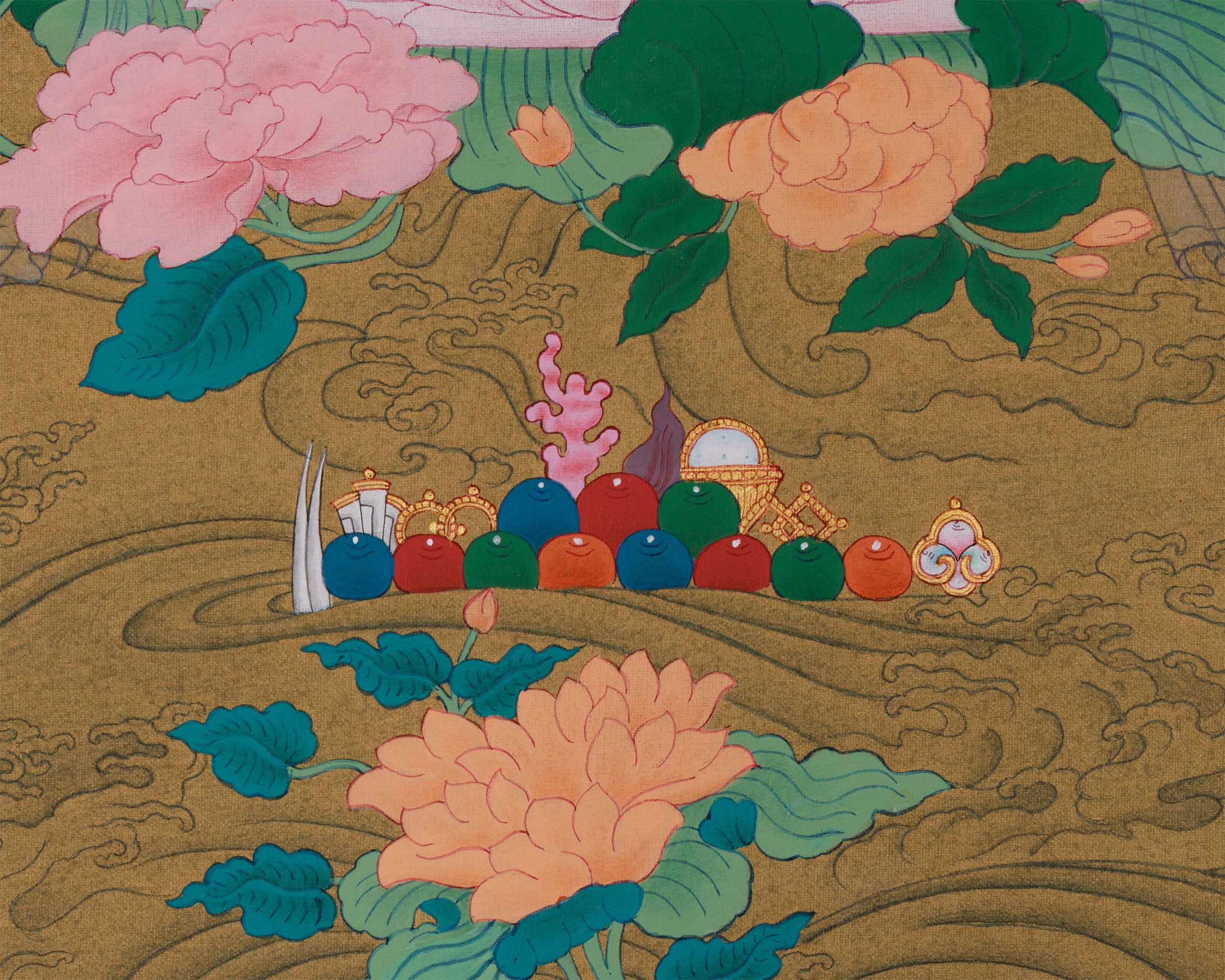 Female Bodhisattva White Tara Thangka | Karma Gadri Artwork | 24K Gold Accents