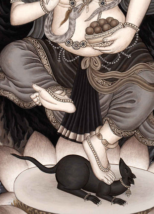 High-Quality Giclee Print For Praying To Ganesha | Newari Paubha Print For Ganesh Chaturthi
