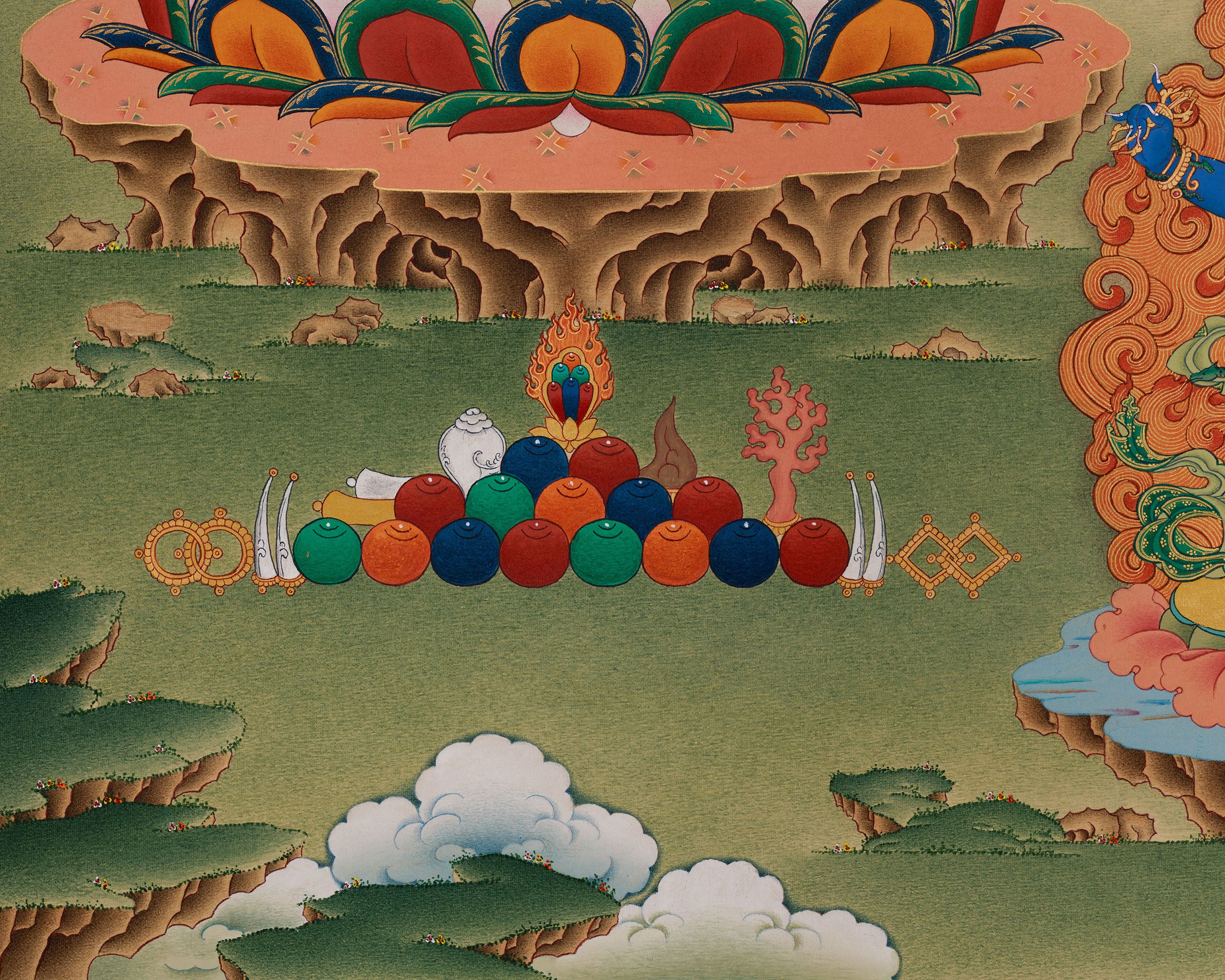 Tibetan Compassion Deity, Chenrezig | Divine Trio: Avalokiteshvara, Manjushri, and Vajrapani