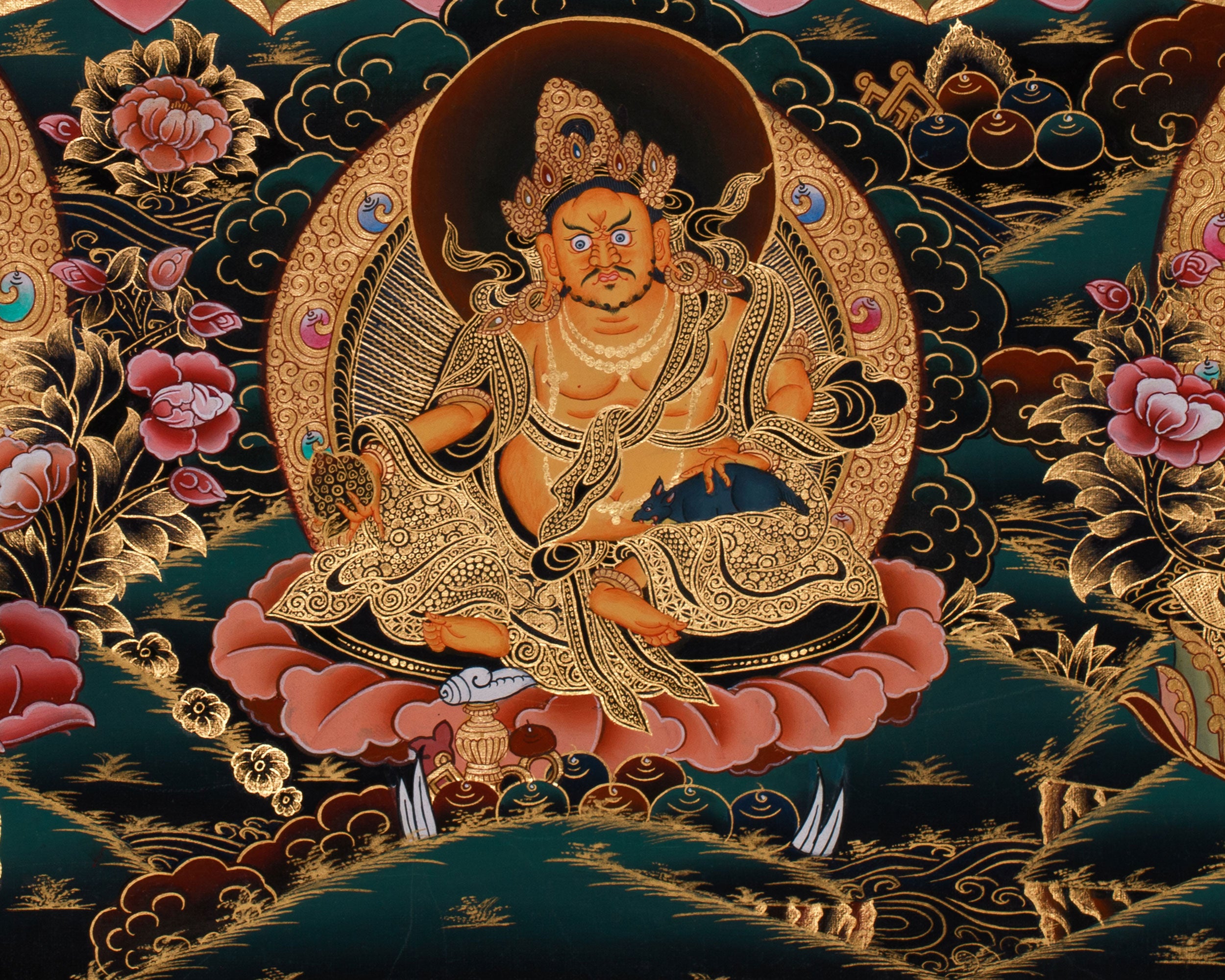 Unique Tibetan Vajrasattva and Consort Thangka | Spiritual Masterpiece with Gold Accents