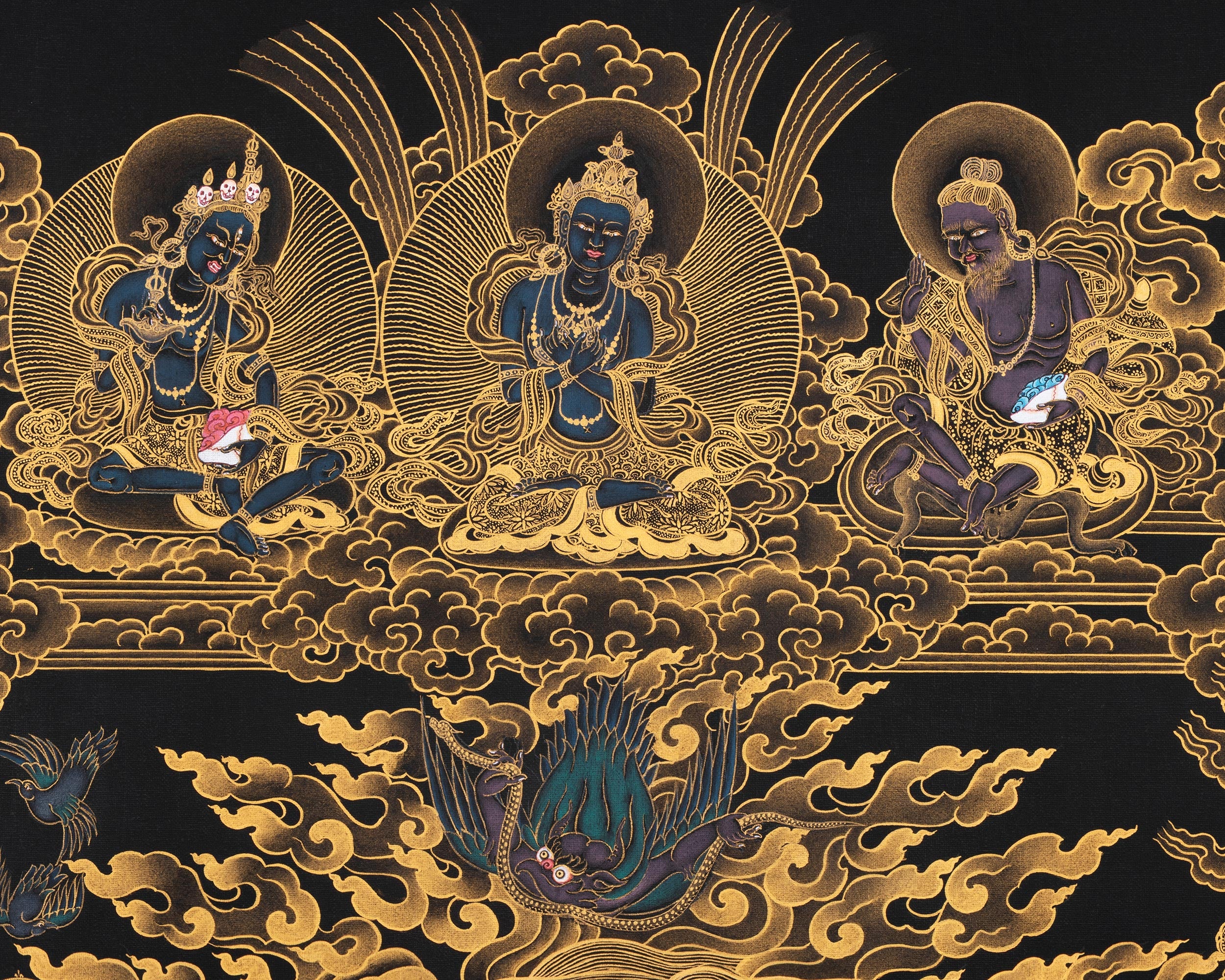 Sakya Mahakala Thangka, High Quality Giclee Canvas Print, Digital Print, Mahakala Thangka