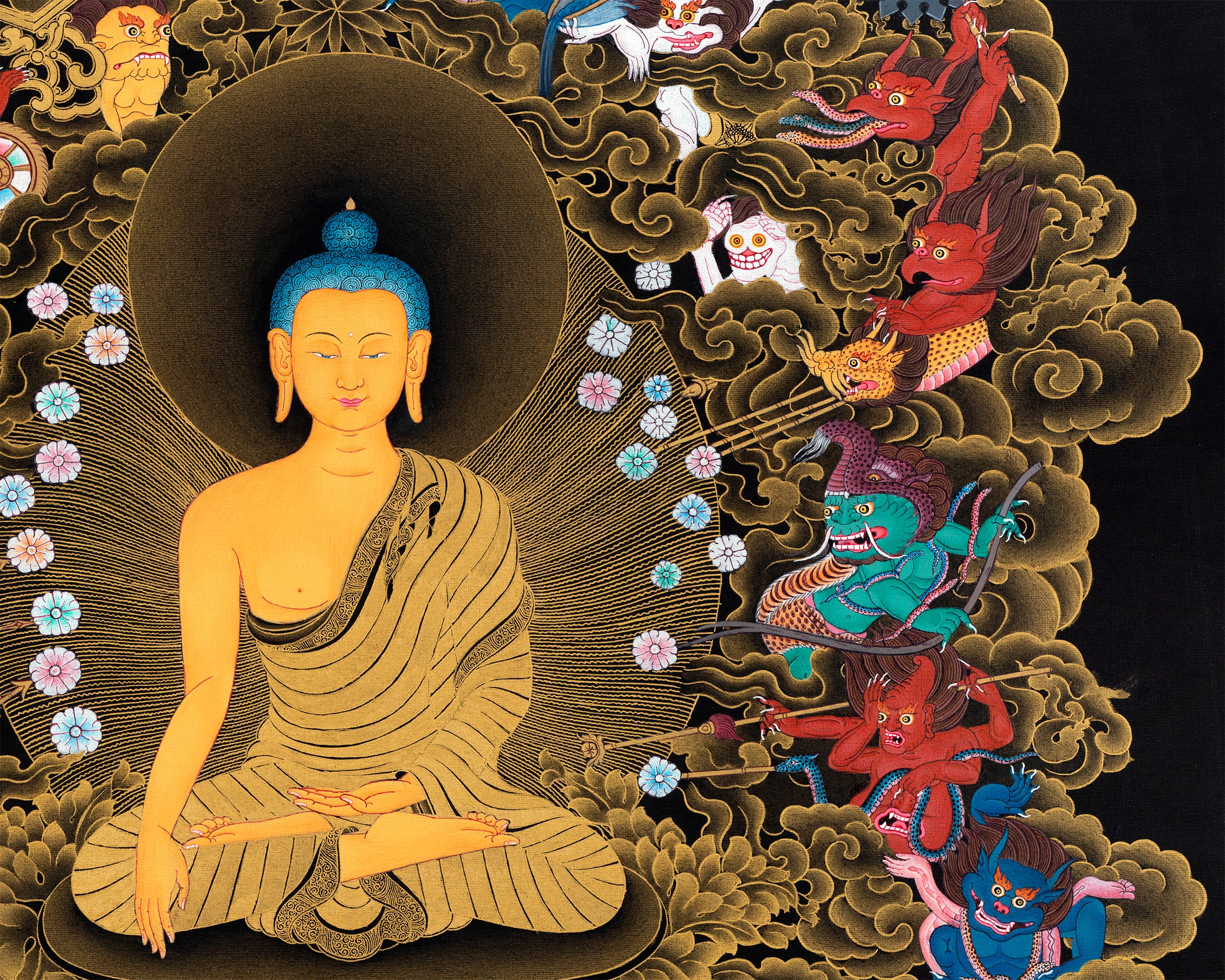 Thangka Of Buddha Shakyamuni And Mara Downloadable File