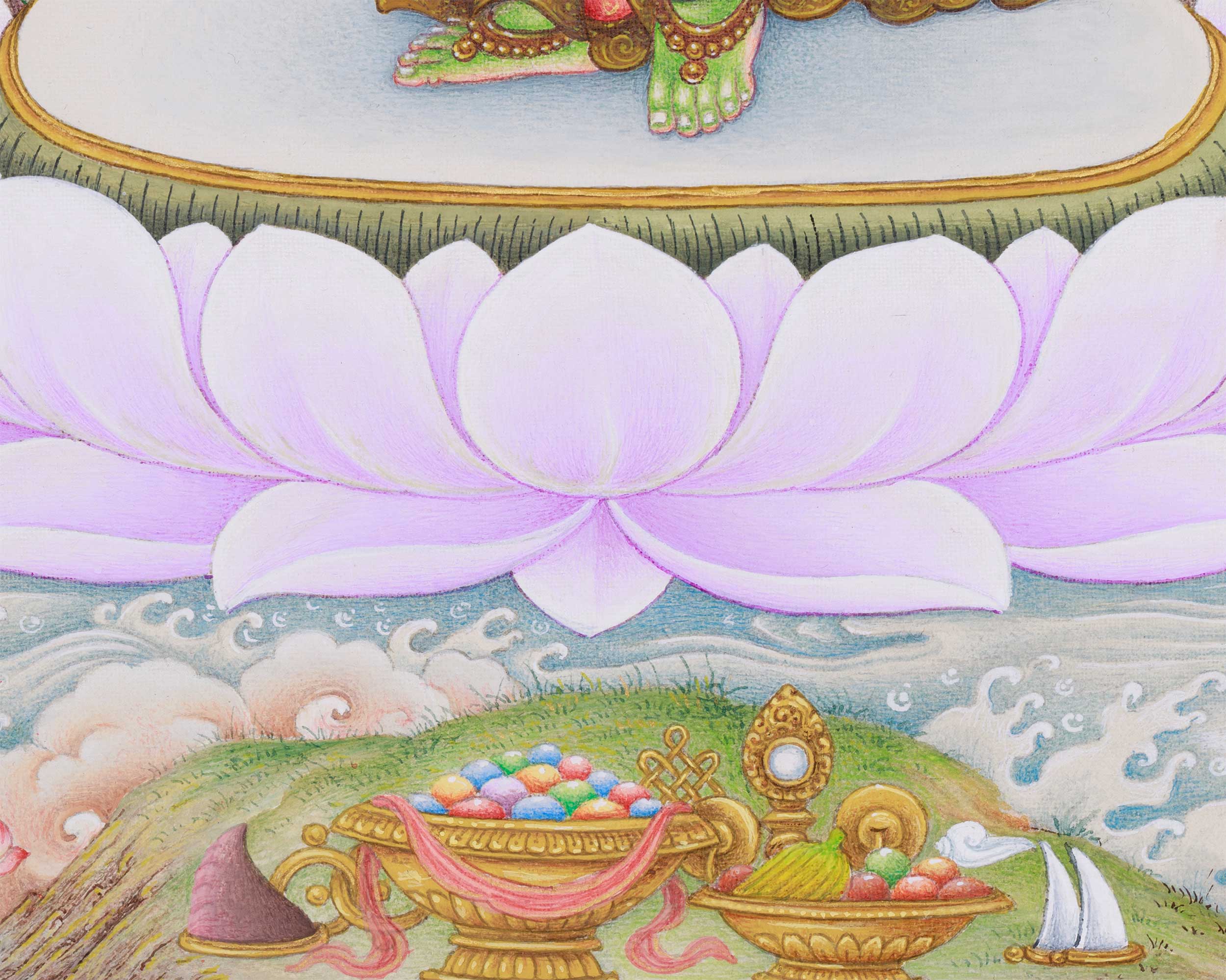 Elegant Standing Green Tara Print | Paubha Style Goddess Tara | The Saviouress of Tibet