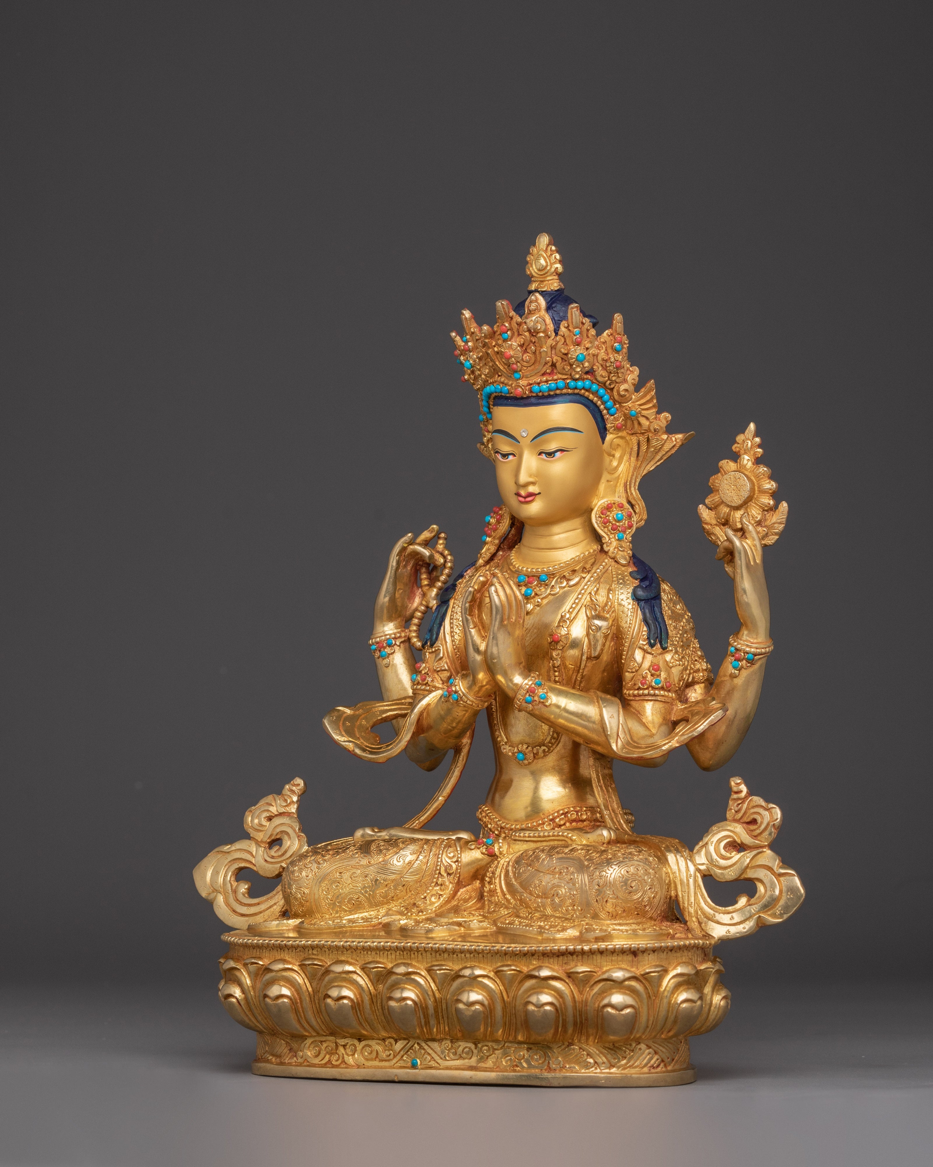 Bodhisattva Four-Armed Chenrezig Statue | Embodiment of Compassion