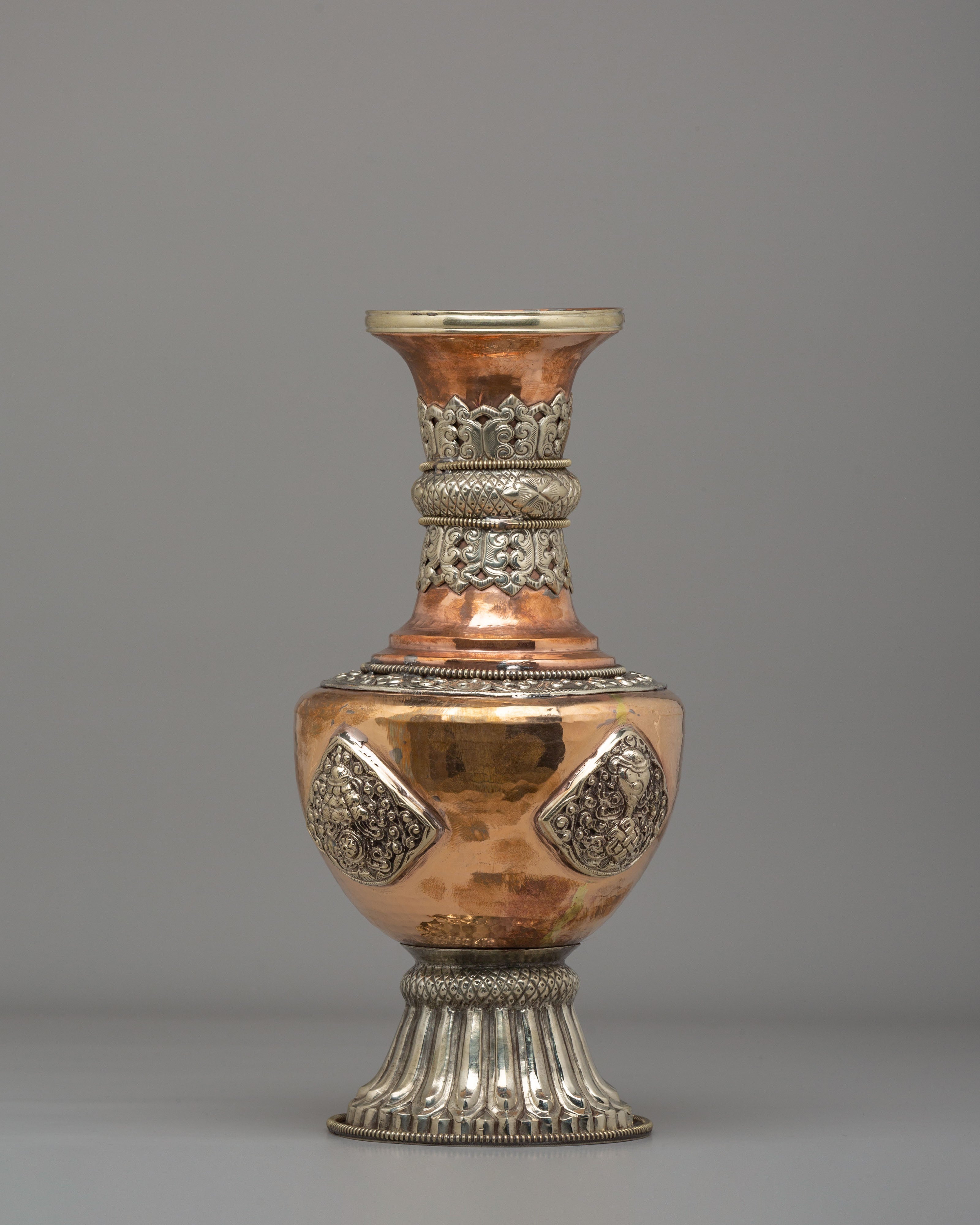Sacred Flower Vase | Copper Floral Vessel for Altar & Meditation