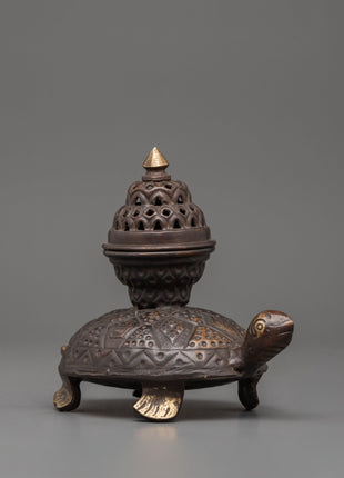 Tortoise Incense Burner with Antique Finishing | Handcrafted Tibetan Incense Burner