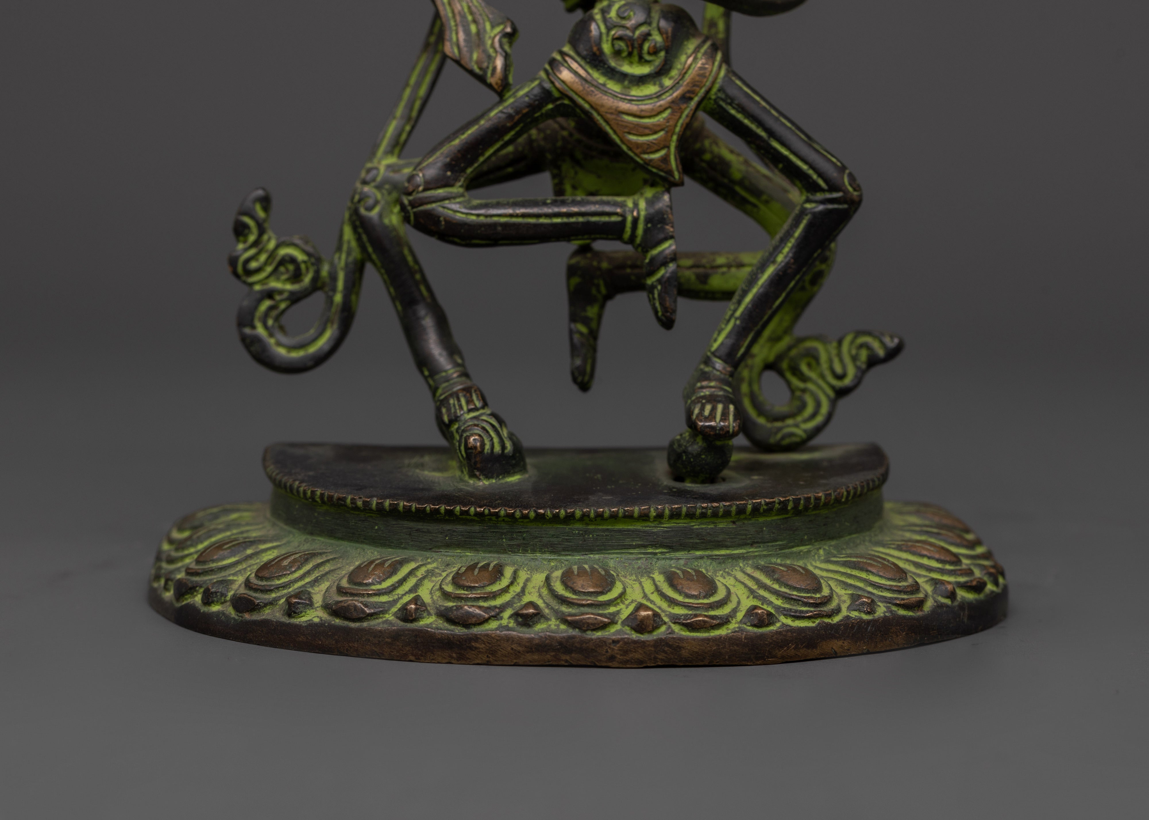 Oxidized Brass Chitipati Statue | Dancing Skeleton Deities of Impermanence