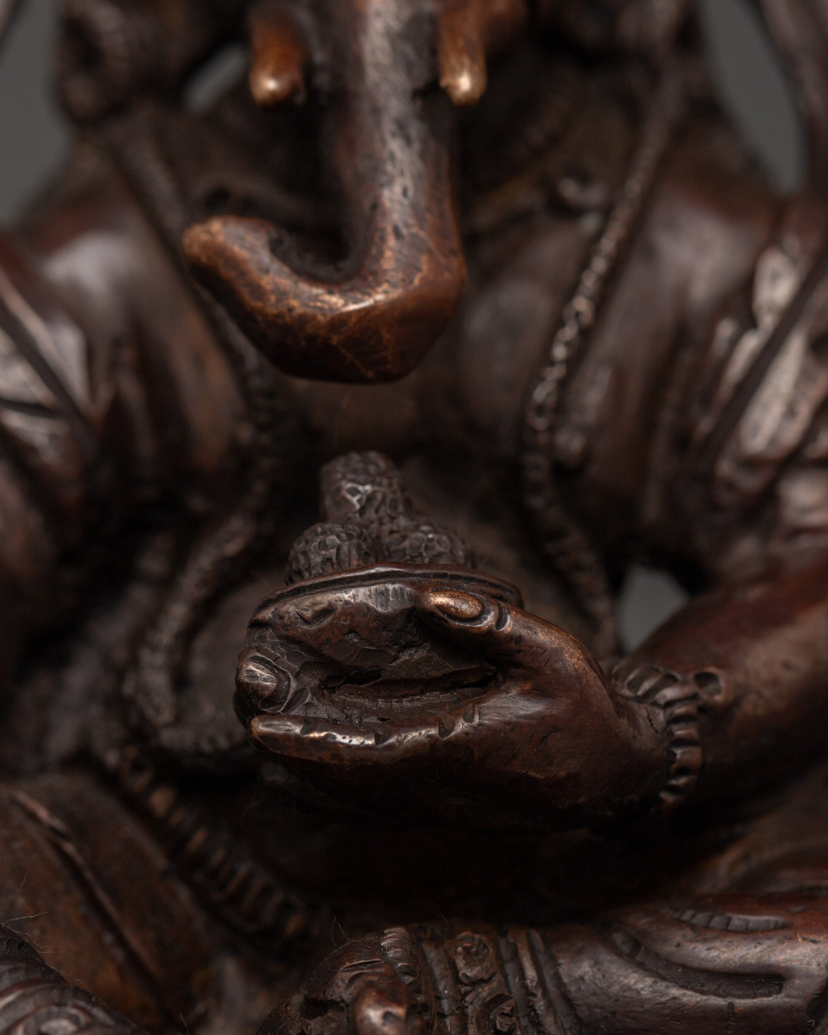 Lord Ganesh Oxidized Copper Hindu Deity Sculpture | Remover of Obstacles, Prosperity and Wisdom Symbol