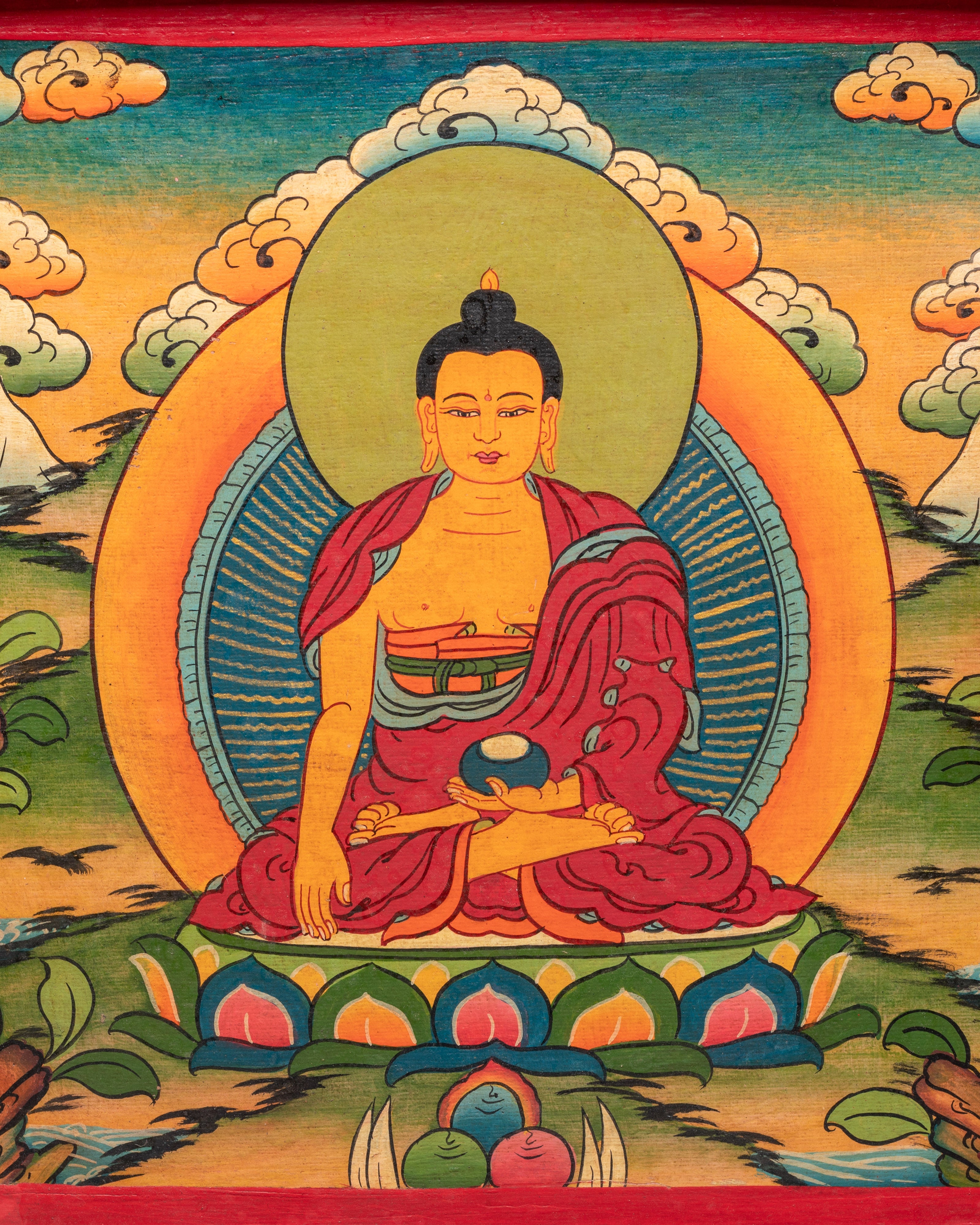 Tibetan Buddha Wooden Wall Hanging | Buddhist Art for Peace