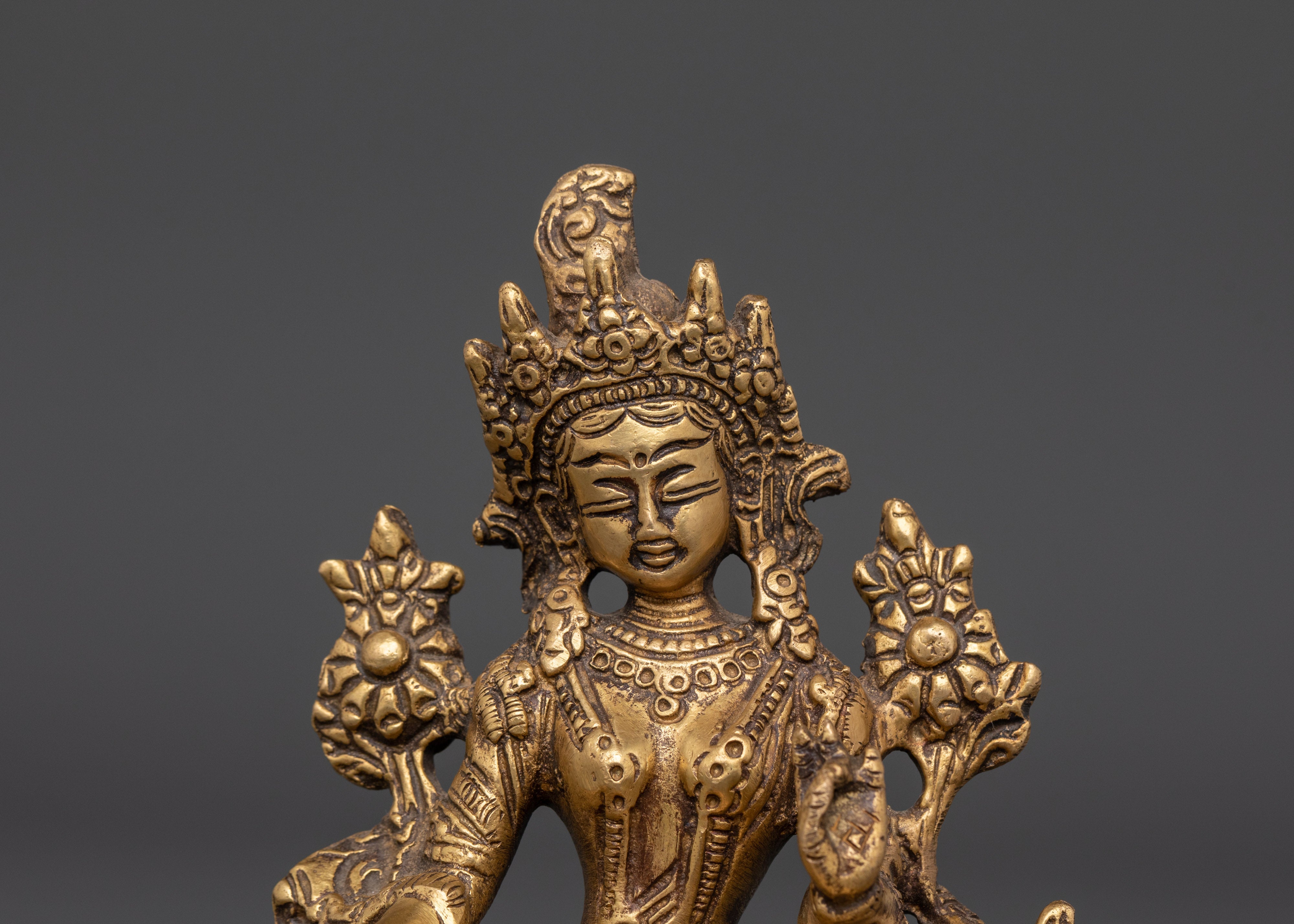 Handmade Spiritual Green Tara Statue | Brass Shyama Tara Figurine for Meditation