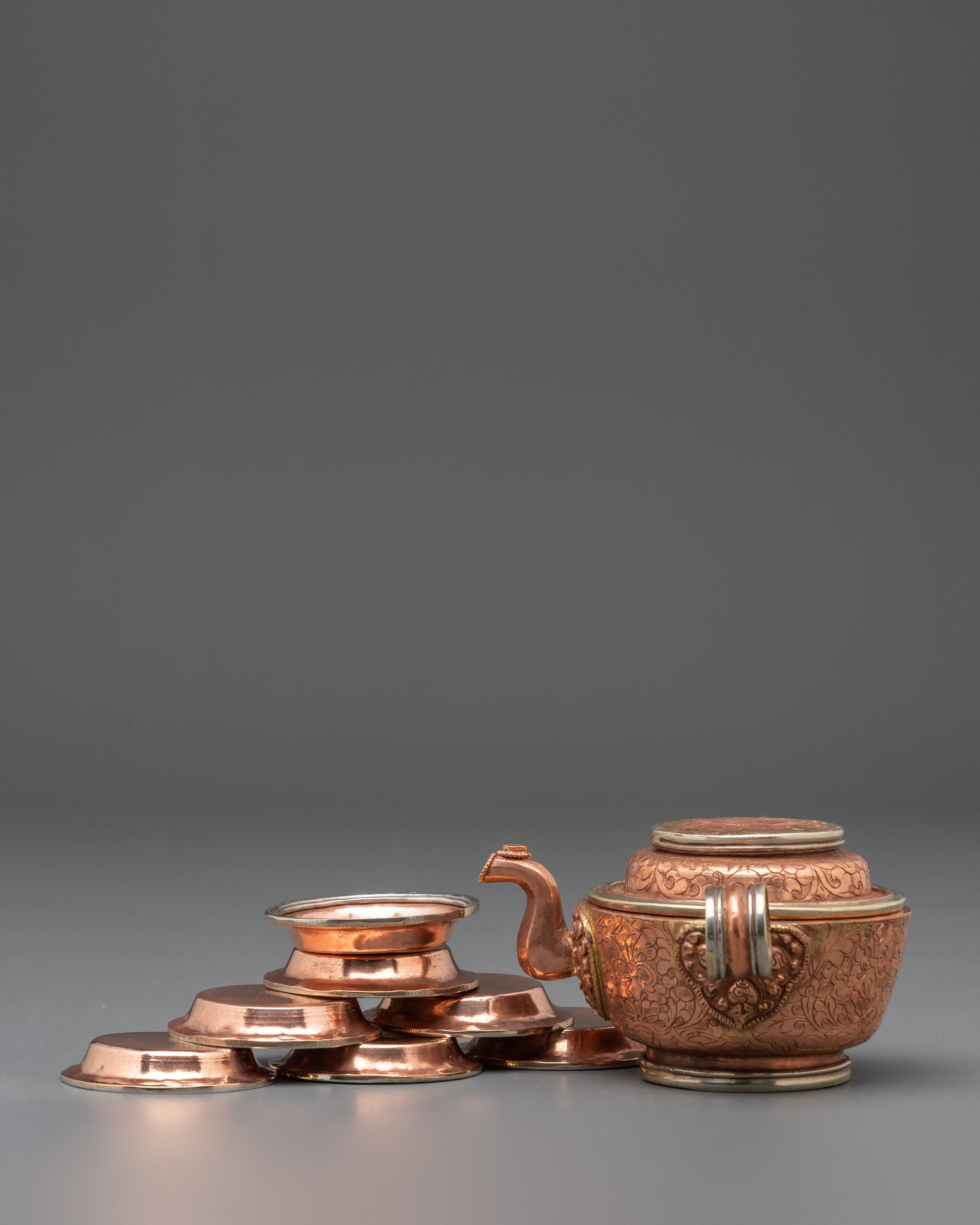 Handcrafted Copper Offering Bowls Set for Rituals and Meditation
