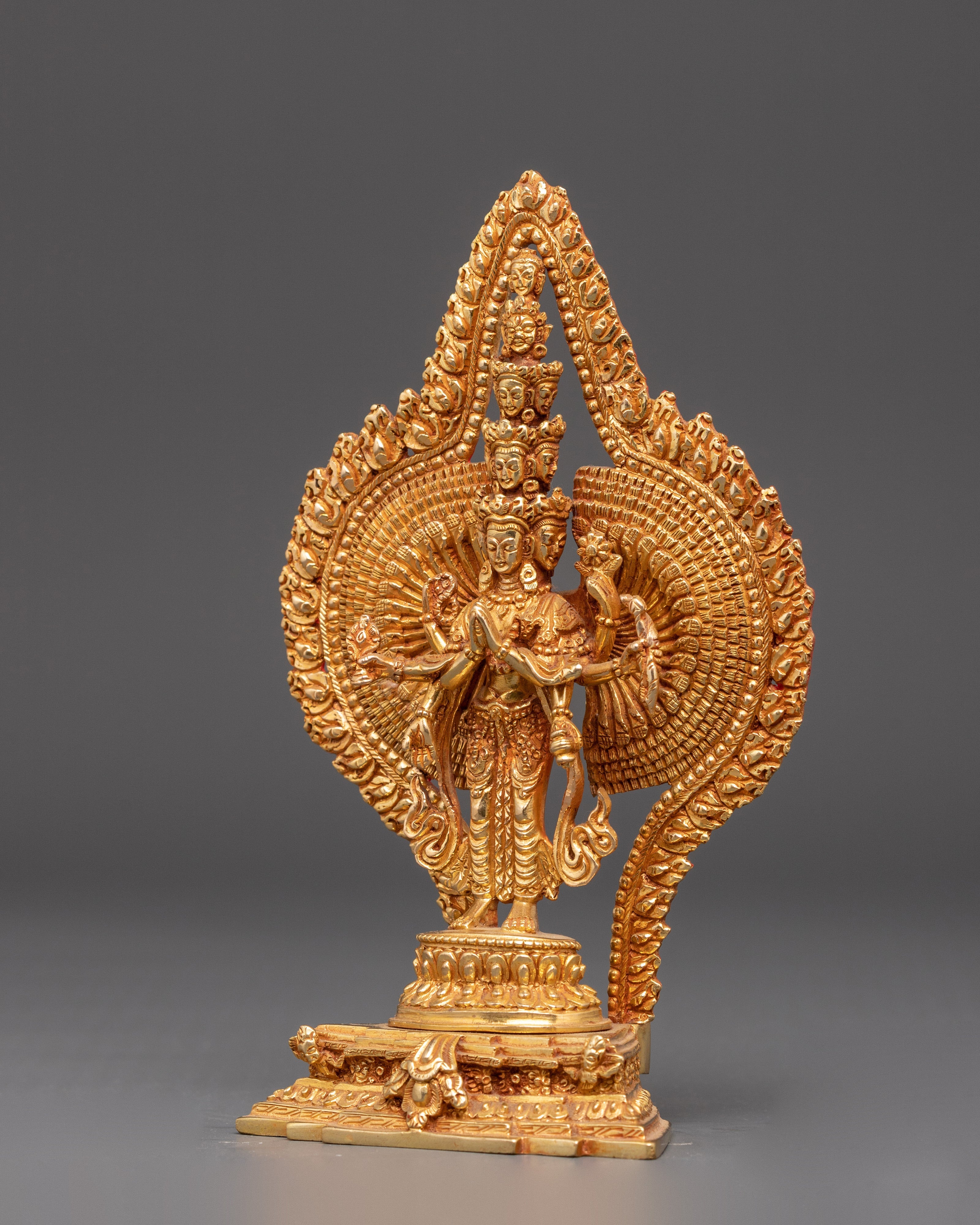 Thousand Armed Chenrezig Copper Statue | Gold Plated Avalokiteshvara
