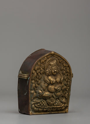 Ghau Box with Dzambhala Carving | A Sacred Ritual Box