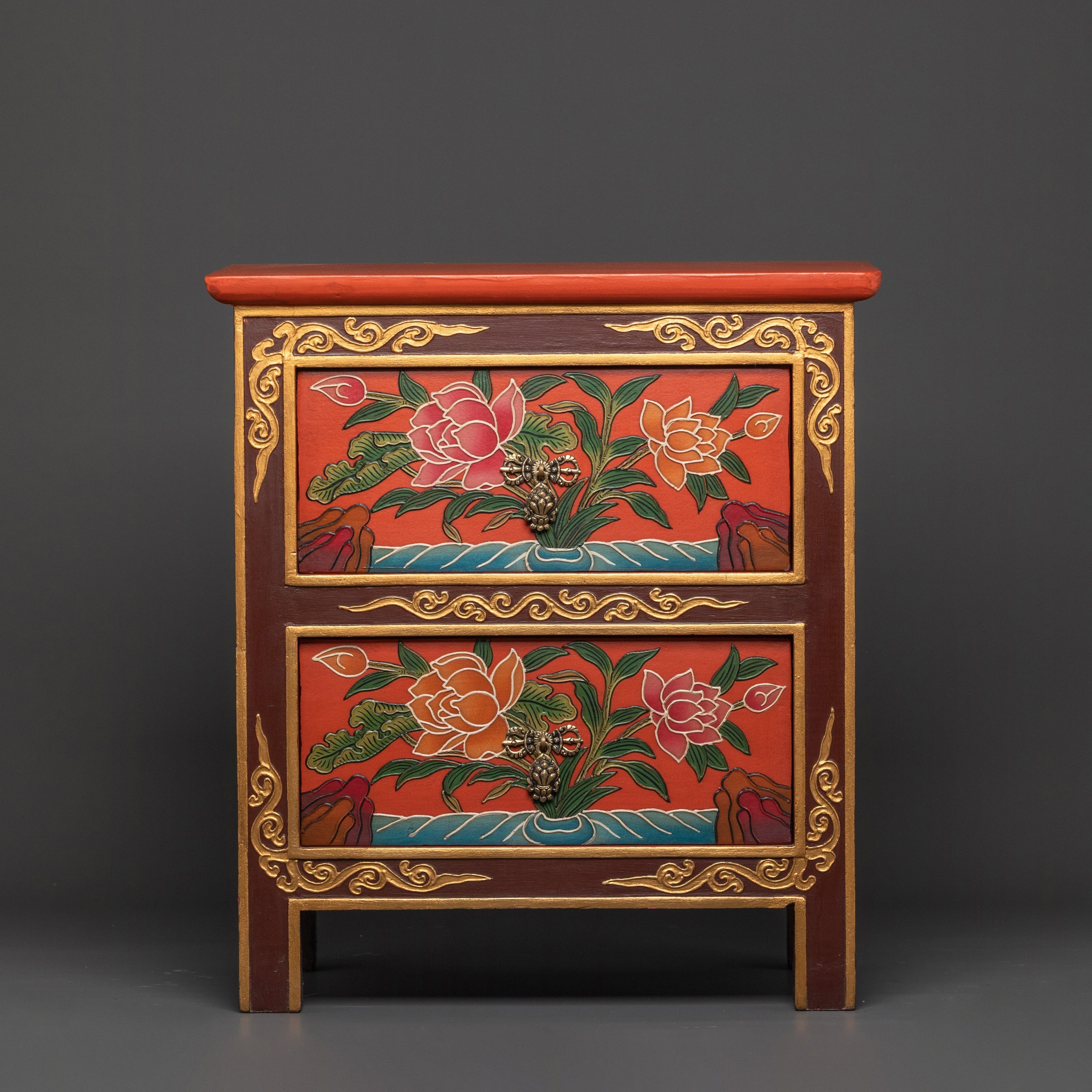 Tibetan Buddhist Drawer Box | Handcrafted Wooden Storage Box