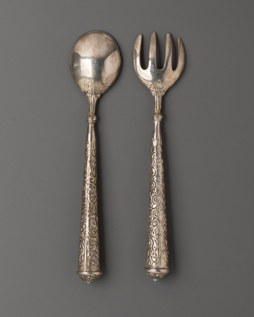 Spoon Intricate Handcrafted Spoon and Fork Pair | Intricate White Metal Design for Ele