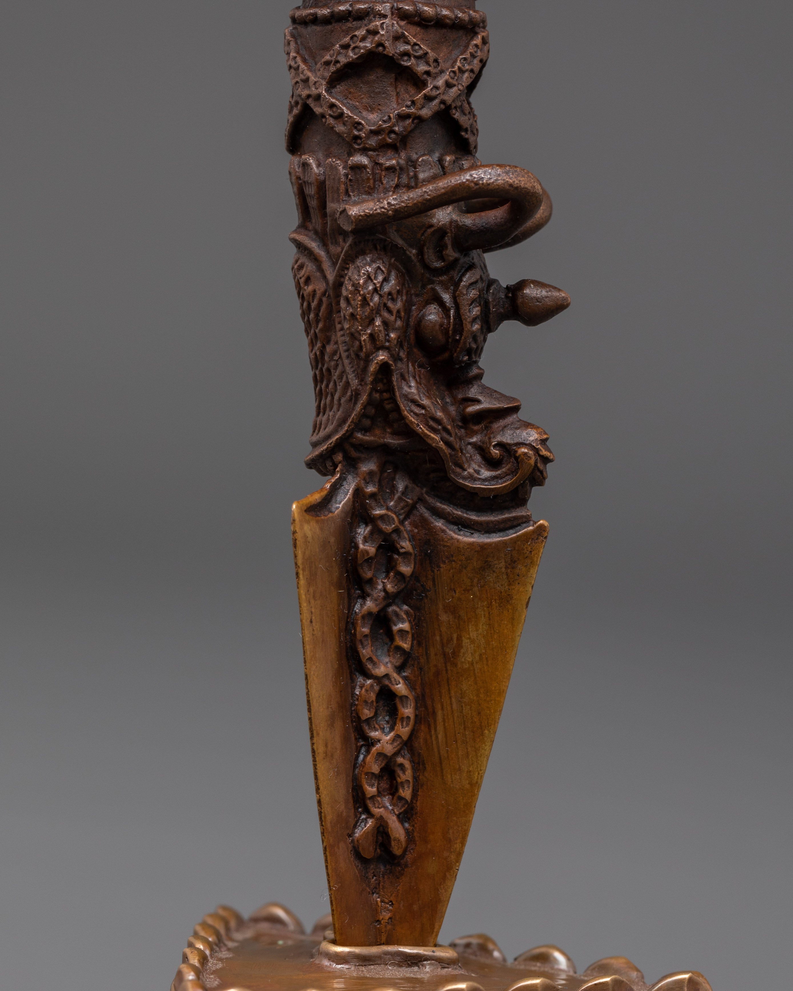 Handmade Tibetan Garuda Phurba | Oxidized Copper Ritual Dagger