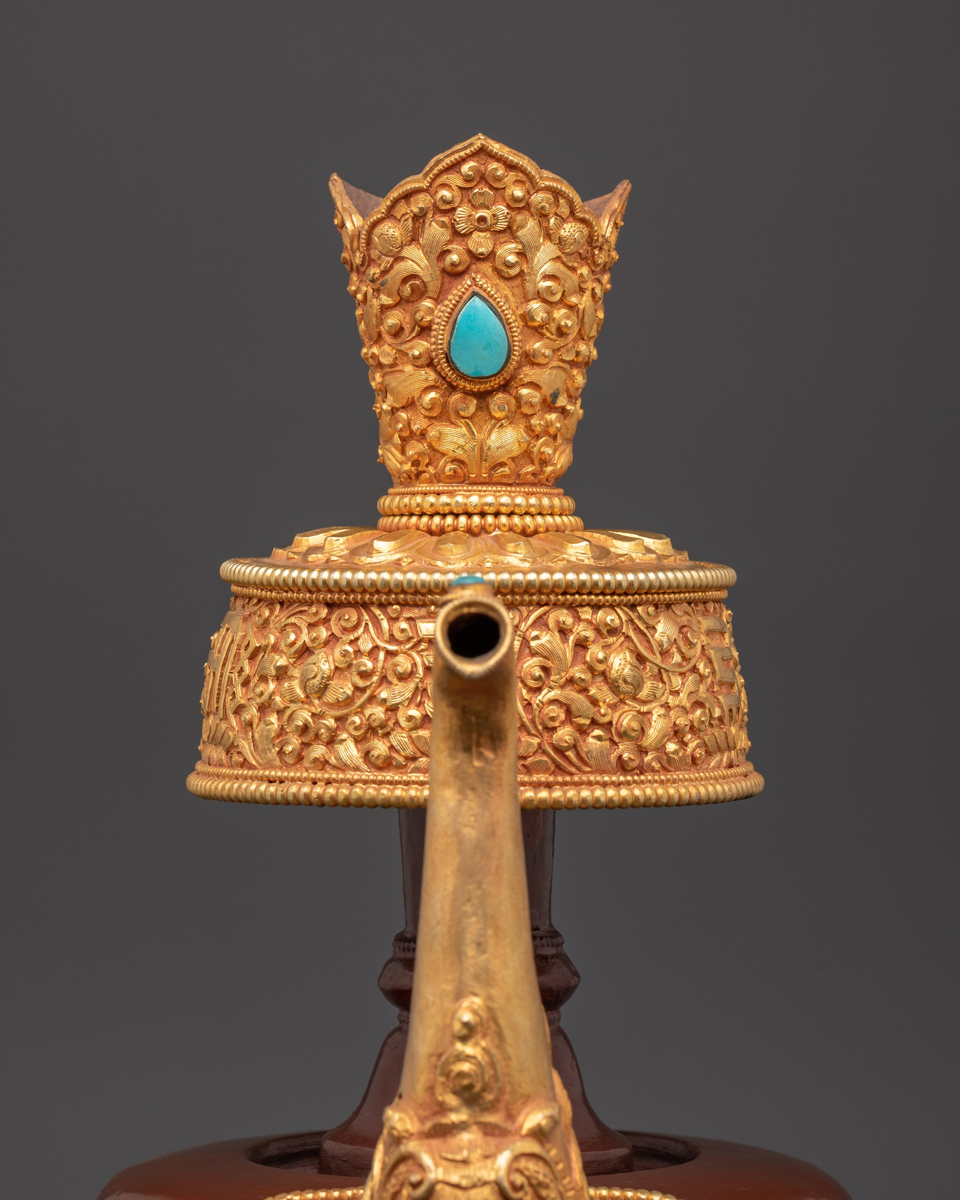Handcrafted Bhumba Ritual Vessel | Spiritual Copper & Gold Plated Tibetan Pottery