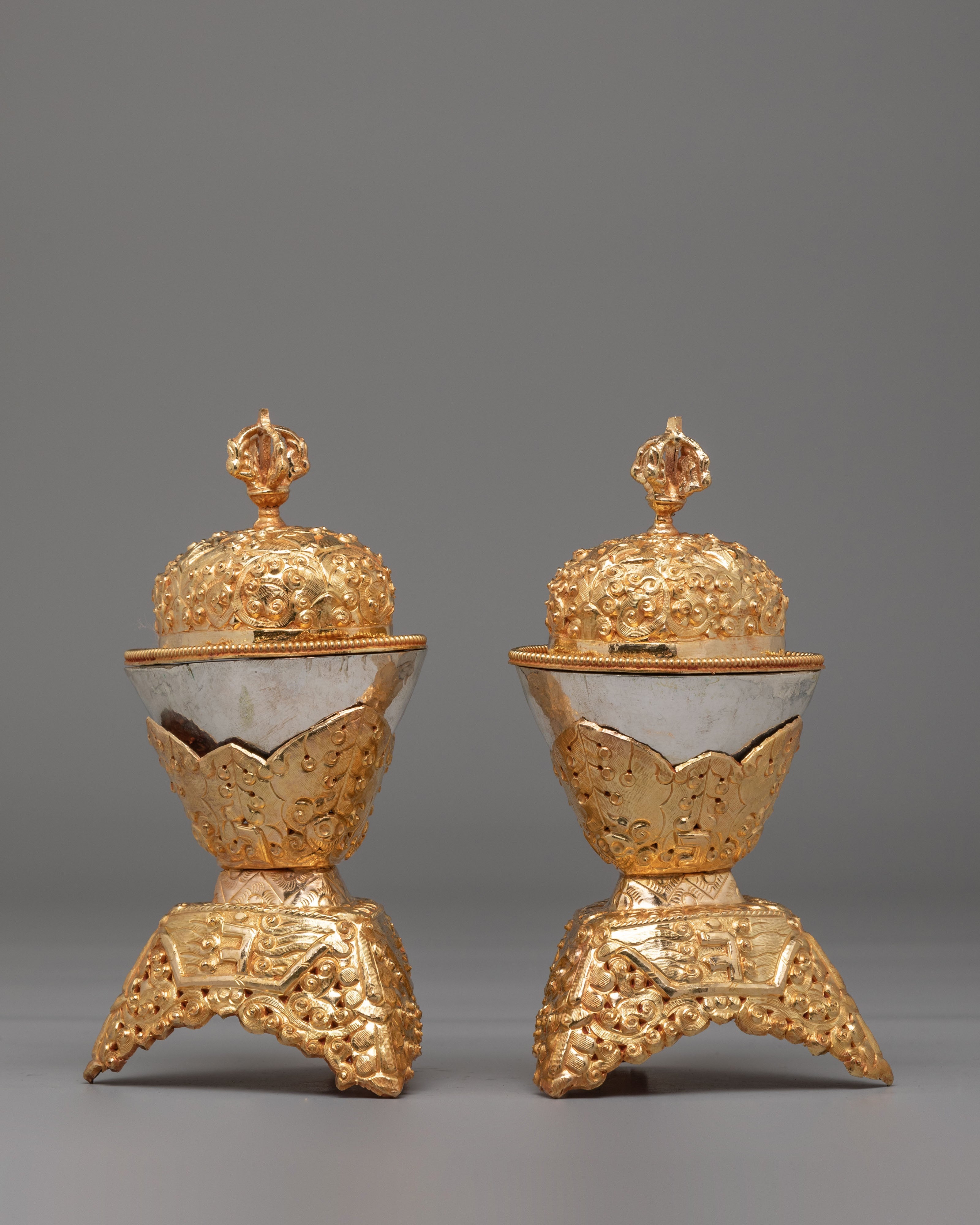 Ceremonial Ritual Kapala Set | Sacred Offering Vessels