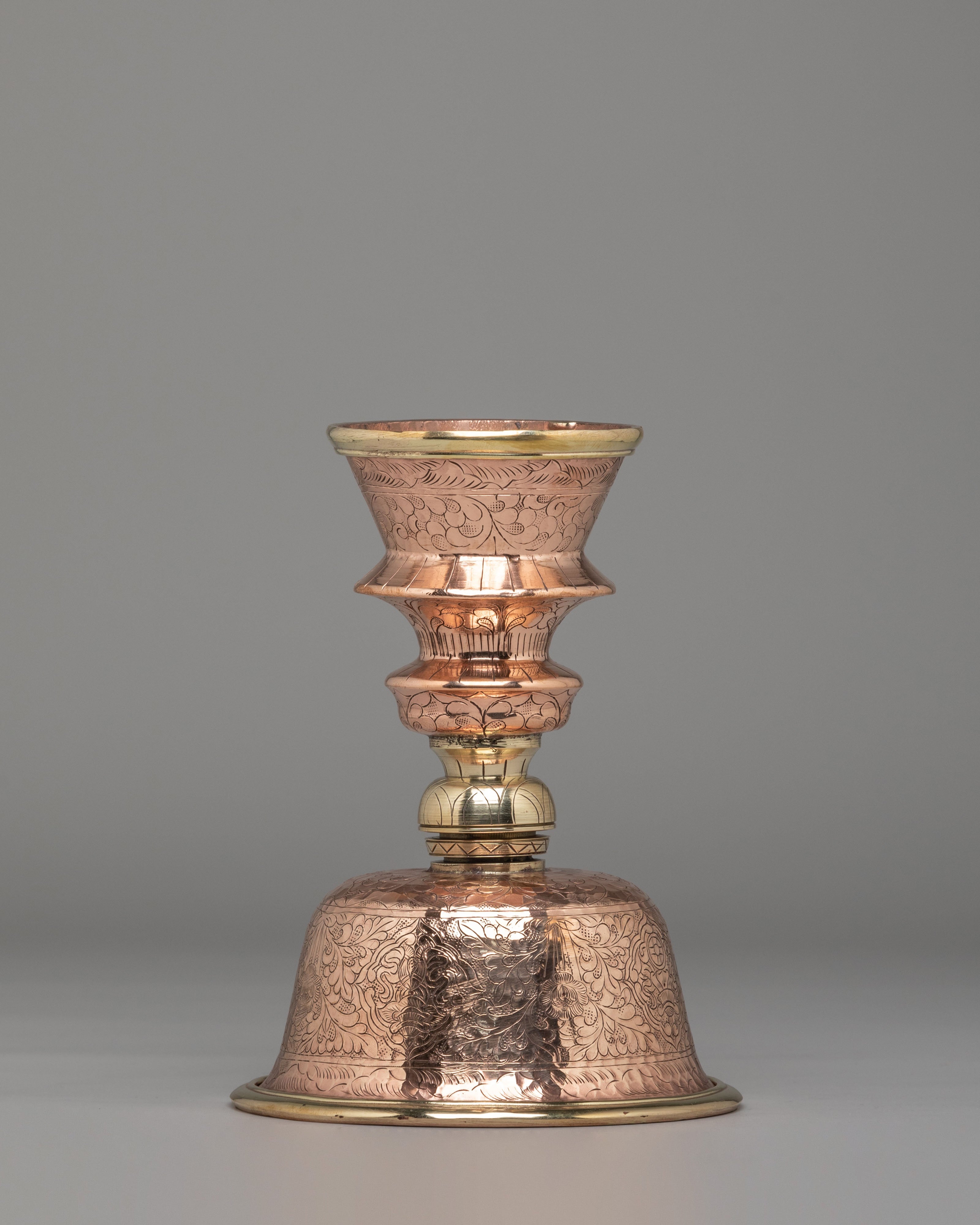 Sacred Buddhist Ritual Butter Lamp | Handcrafted Copper Light Offering