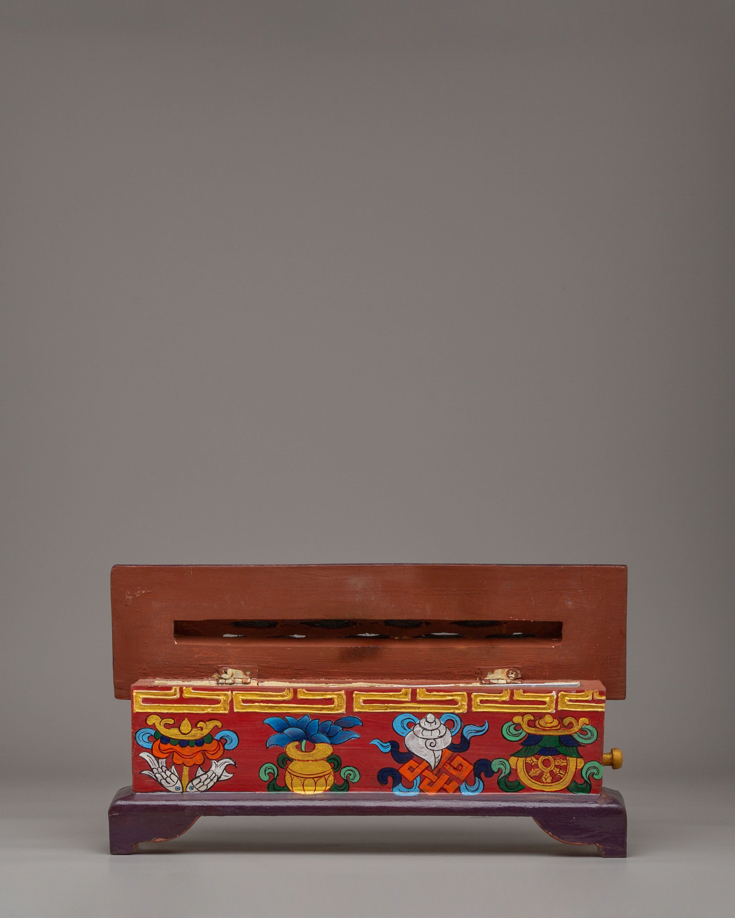 Ashtamangala Wooden Incense Burner | Handcrafted Wood Incense Burner