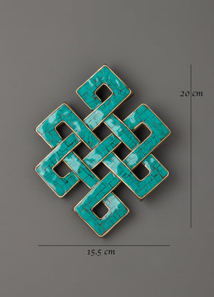 Turquoise Endless Knot Wall Art | Traditional Tibetan Handcrafted Wall Decor