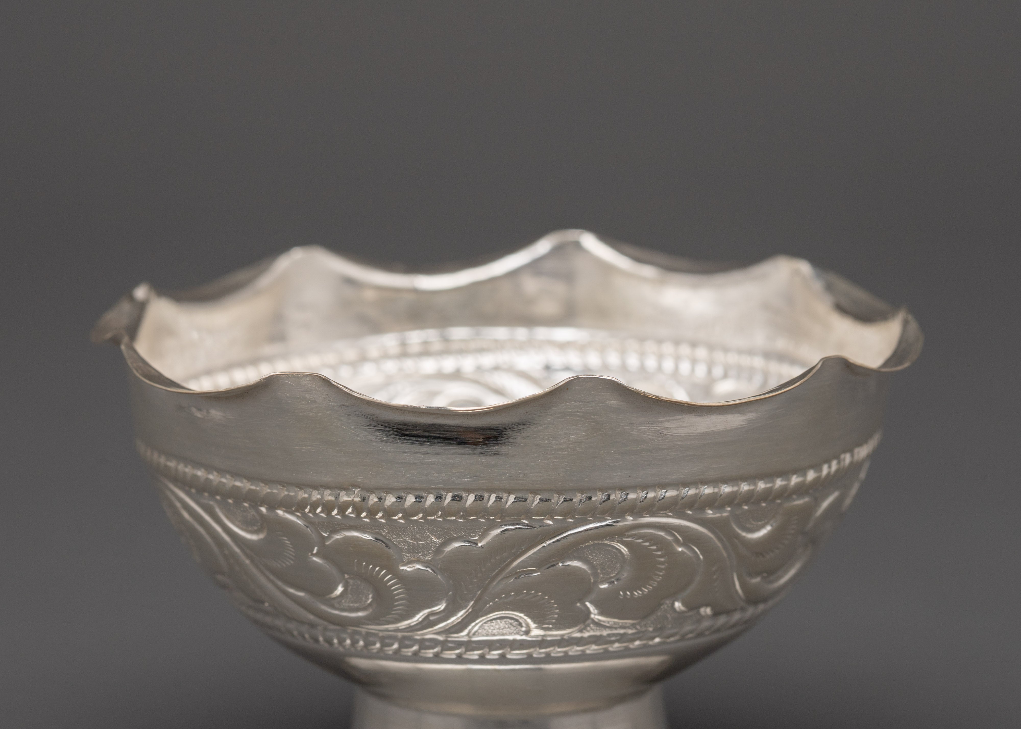Pure Silver Offering Bowl Set for Ritual Ceremonies | Handcrafted Bowl Set Sacred Buddhist Decor