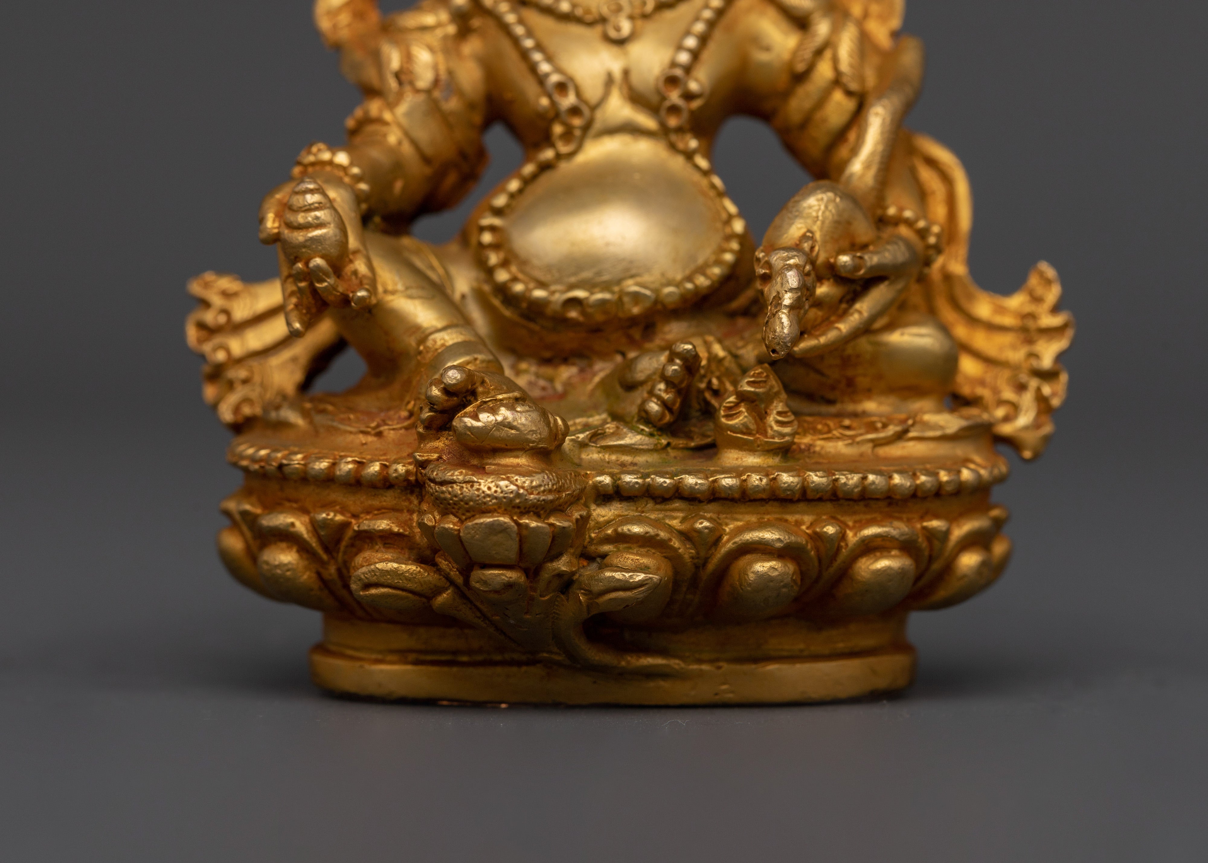 Gold Plated Dzambala Statue for Wealth & Prosperity | Tibetan God of Abundance