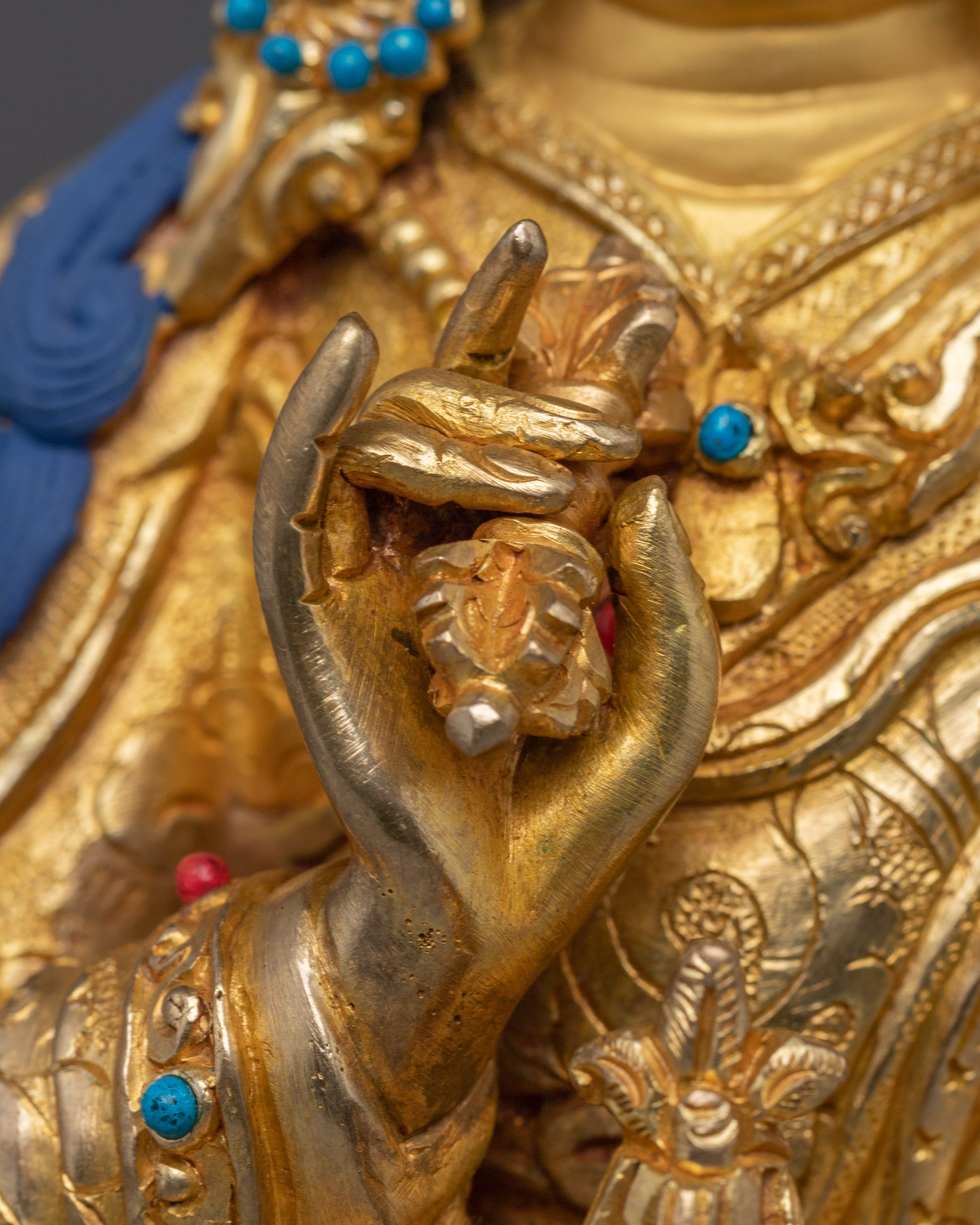 Sacred Statue of Guru Tsyoke Dorje | Gold Plated Tibetan Buddhist Copper Figure