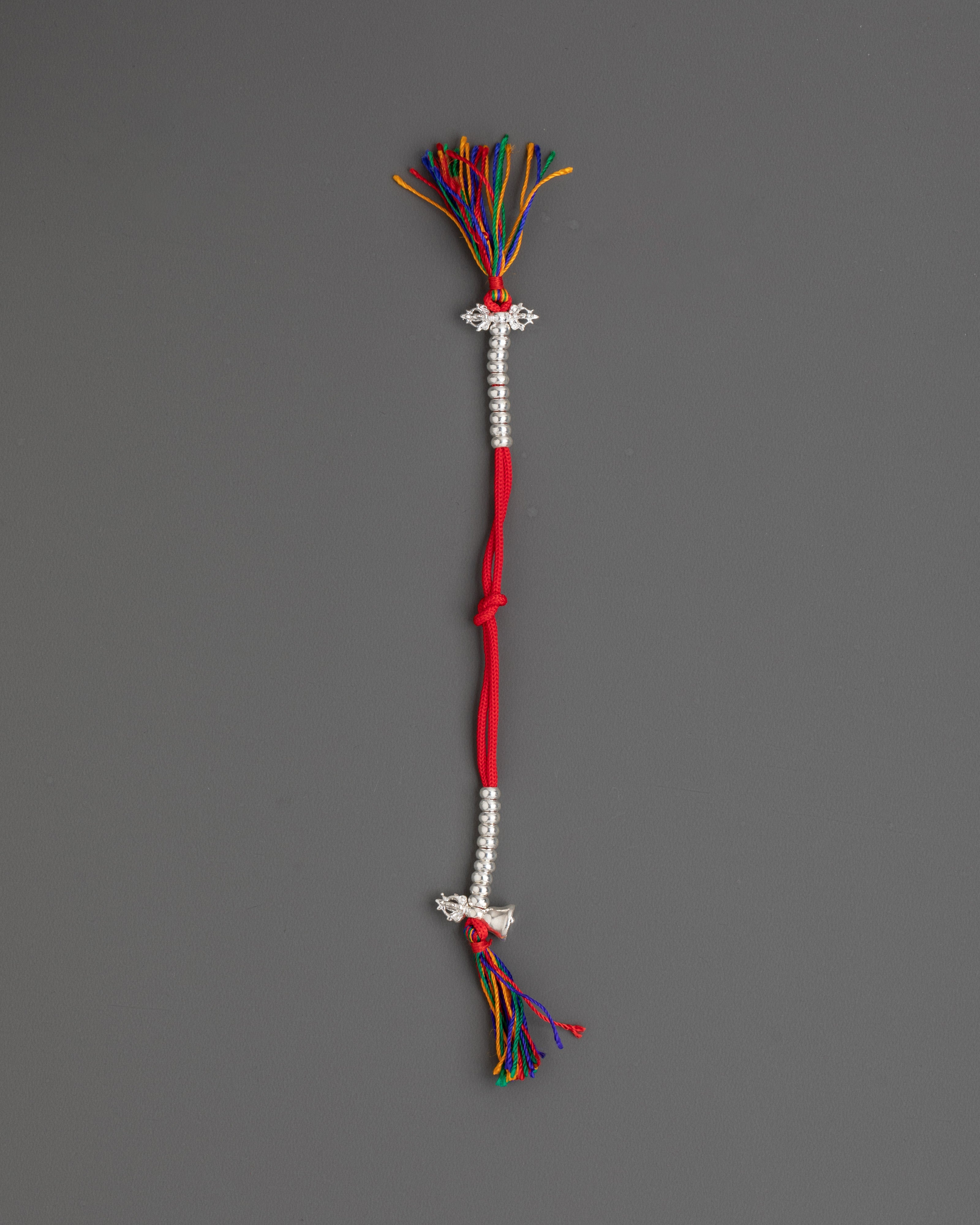 Chupsel Ritual Item | Handcrafted Silver Tassel with Colorful Threads