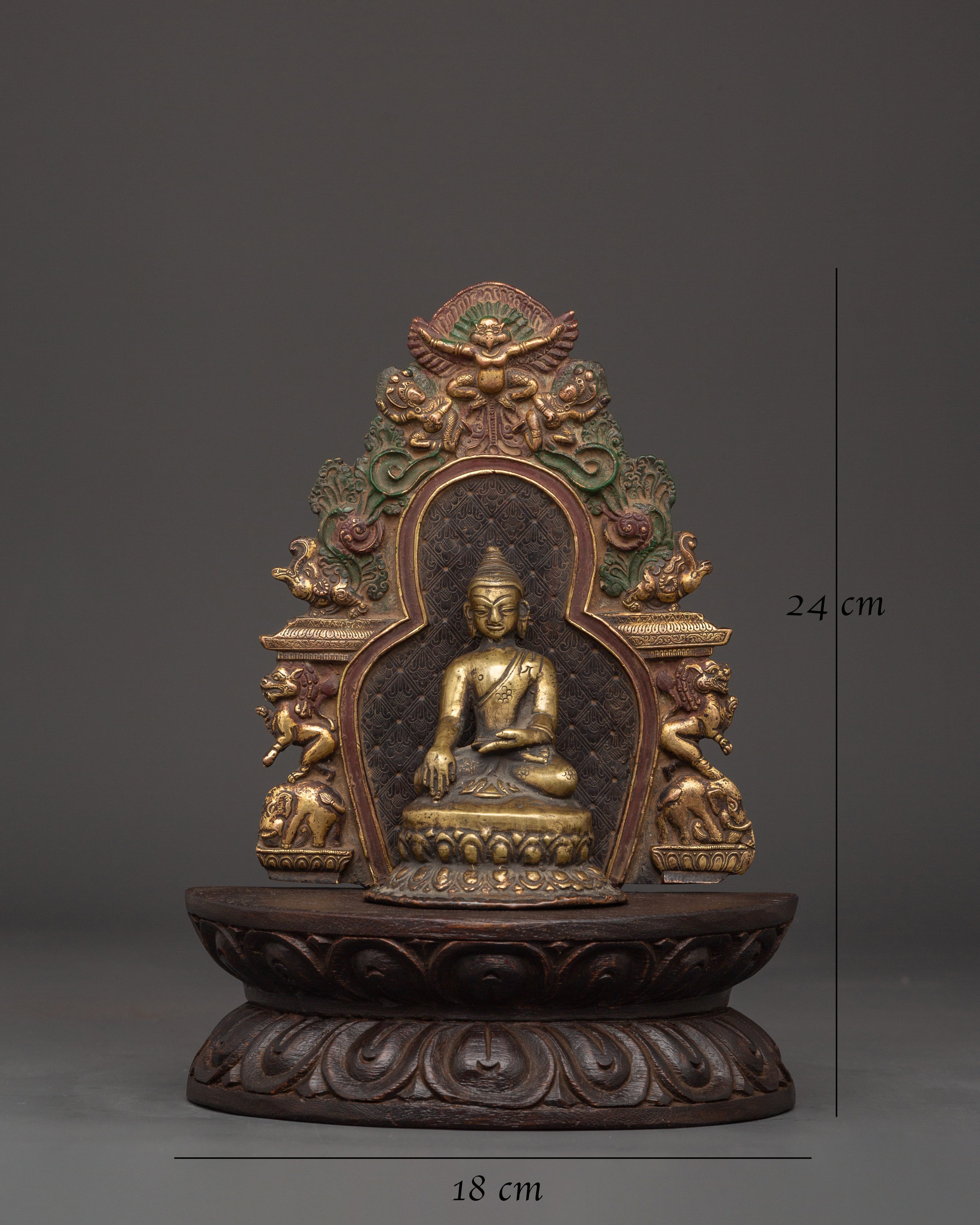 Shakyamuni Buddha Statue with Throne | Sacred Buddhist Altar Decor for Enlightenment