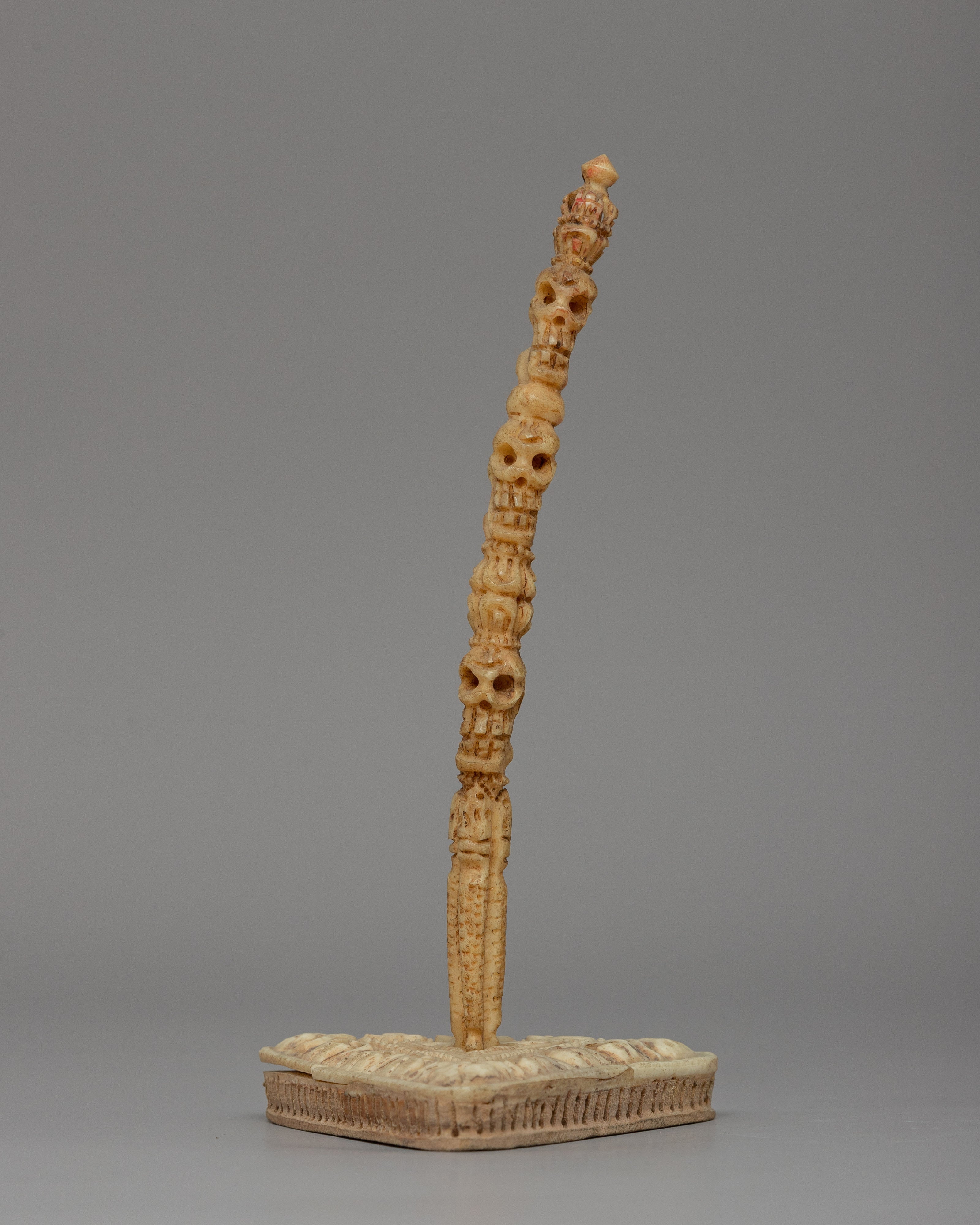 Handcrafted Phurba with Stand | A Buffalo Bone Tibetan Ritual Dagger