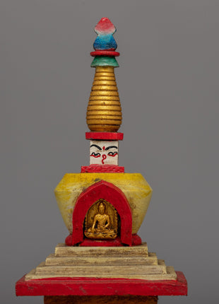 Handcrafted Chaitya Chorten | Tibetan Ritual Shrine for Blessings & Peace | Stupa From Nepal