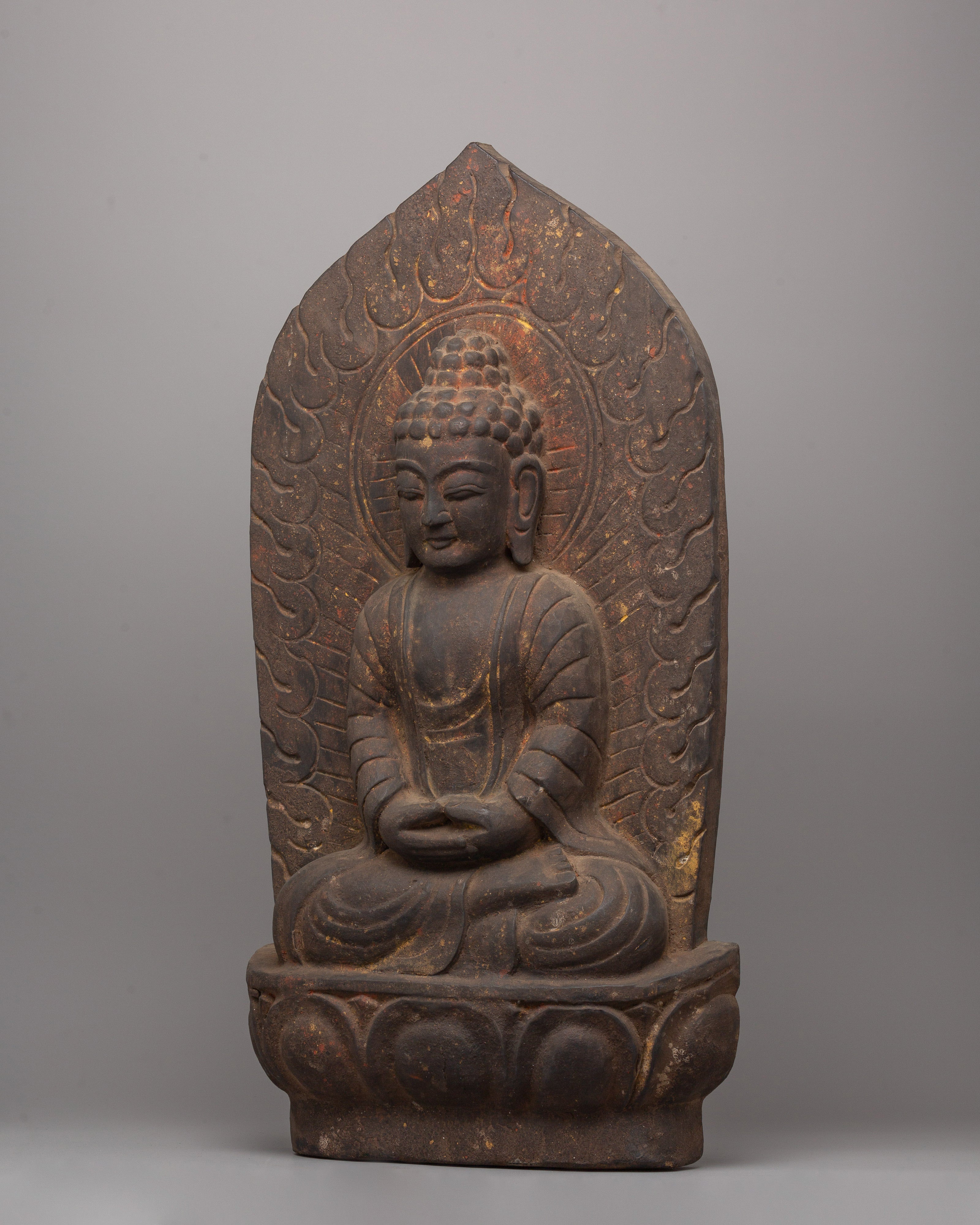 Handcrafted Wooden Amitabha Buddha Statue | Buddha for Altar and Meditation