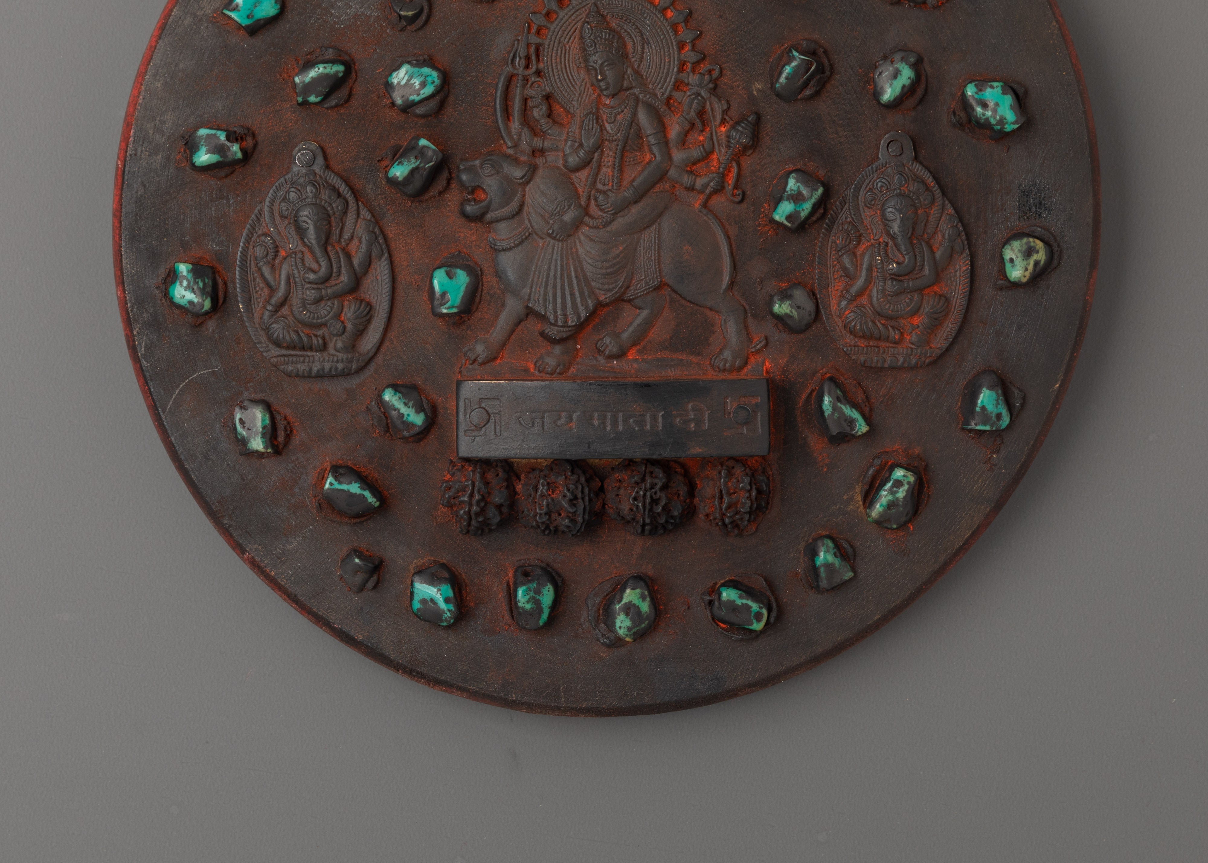 Goddess Durga Wall Hanging | Sacred Wooden Plaque for Protection