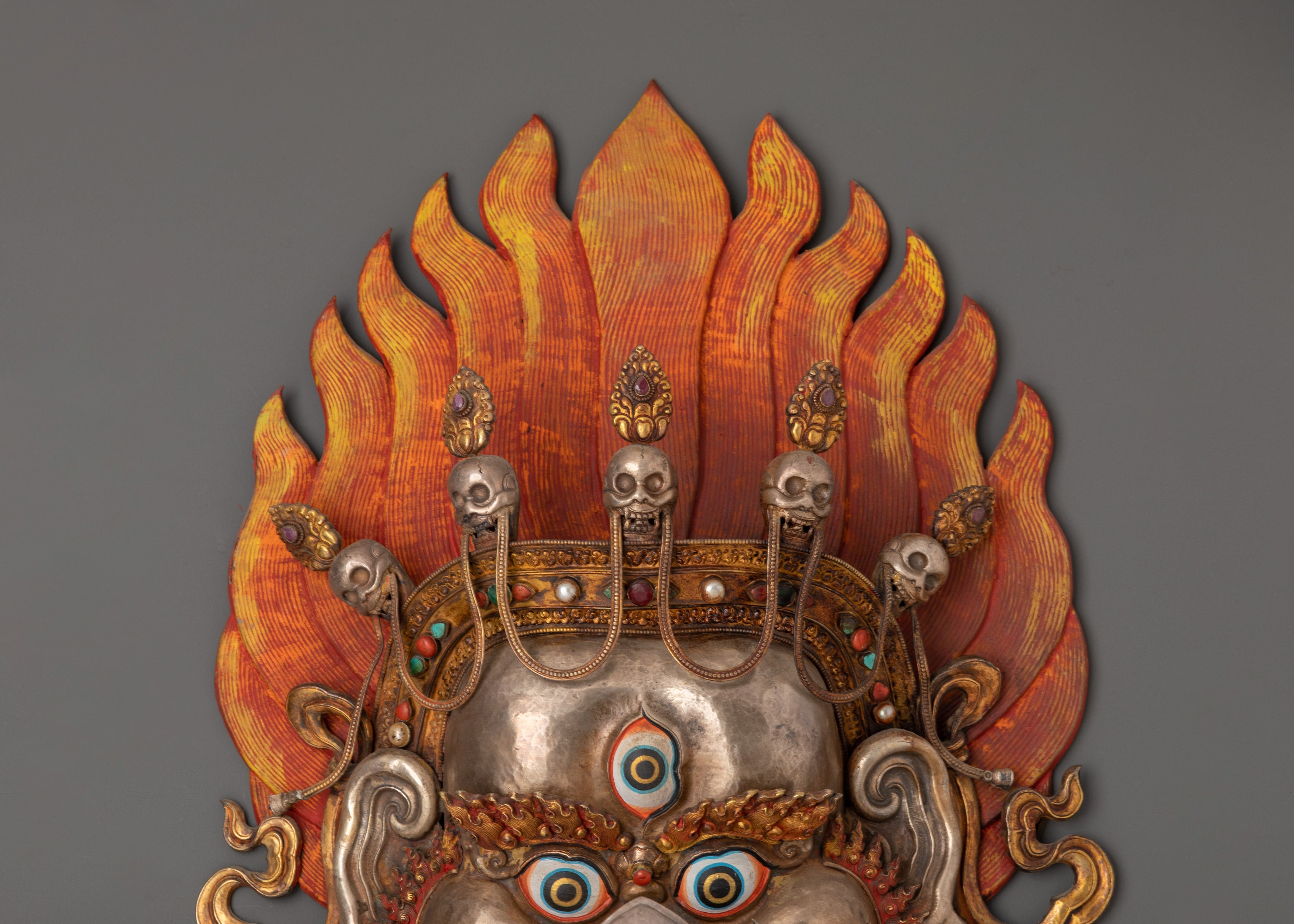 Tibetan Copper Wall Mask | Gold Plated with Pure Silver