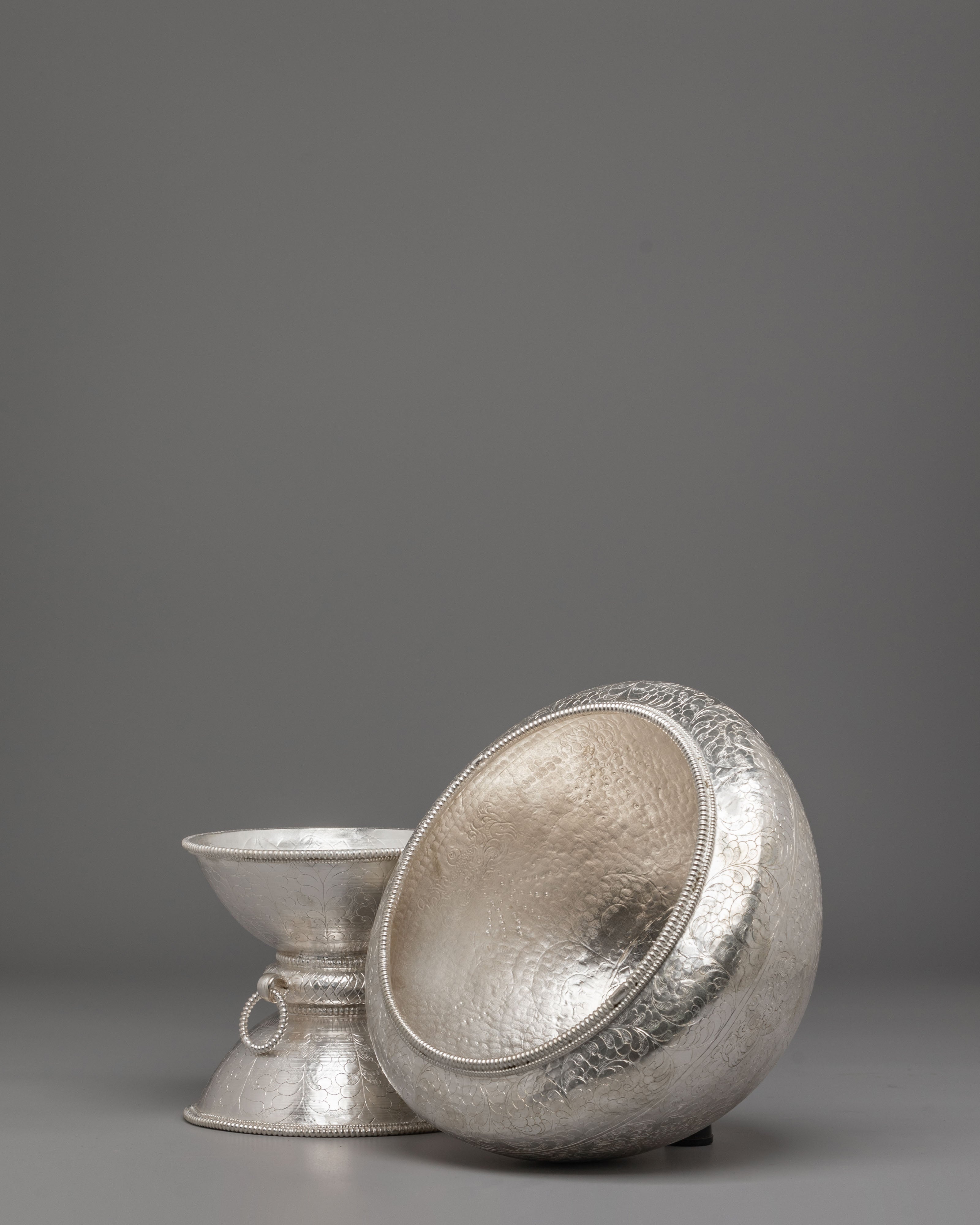 Handmade Golpa Ceremonial Bowl | Silver Plated Ritual Vessel