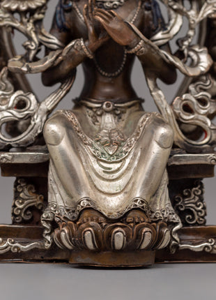 Oxidized Copper Maitreya Buddha of Future | 15cm Home Decor Statue