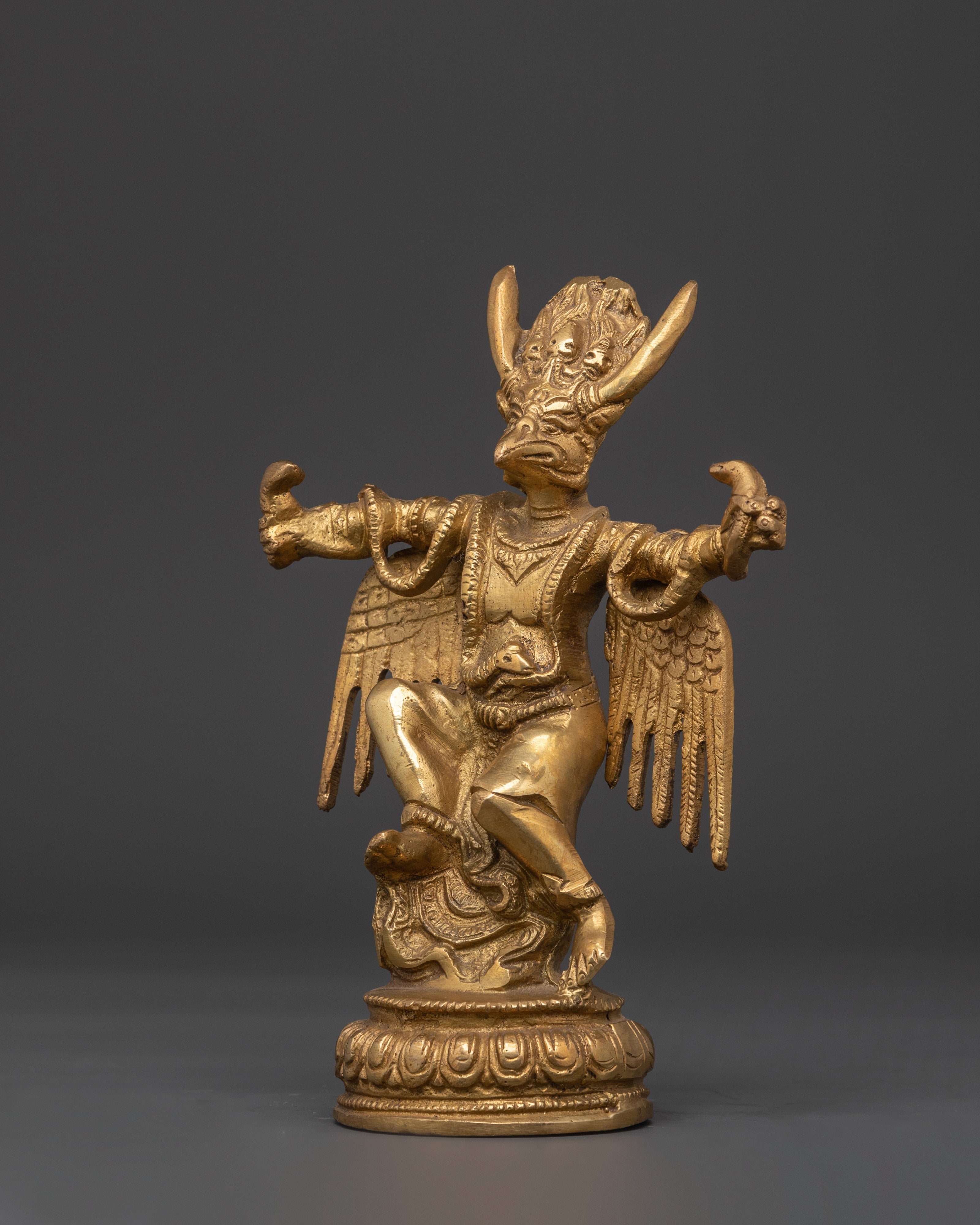 Handcrafted Tibetan Garuda Protector | Brass Buddhist Statue