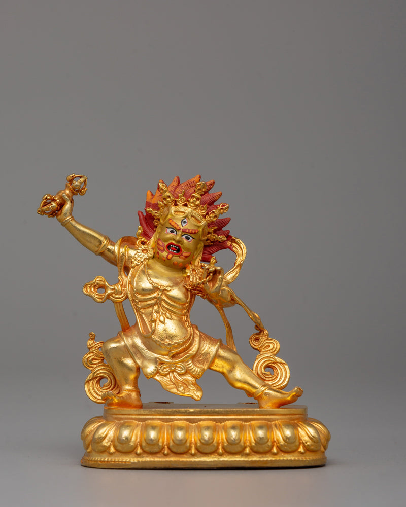 Gold Plated Vajrapani Statue | Handcrafted Buddhist Protector Deity