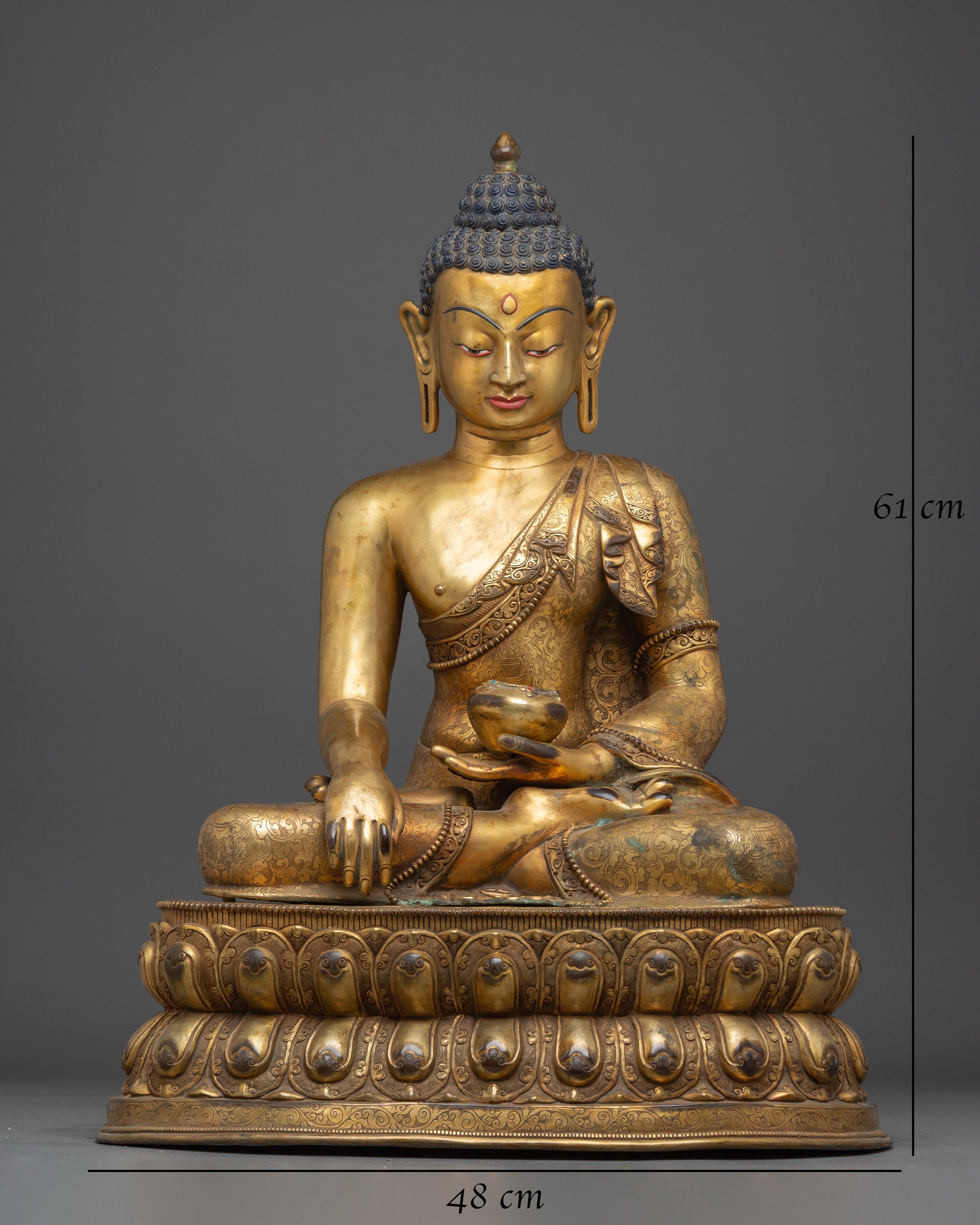 Copper Gold Plated Shakyamuni Buddha | Statue for Meditation, Spiritual Growth