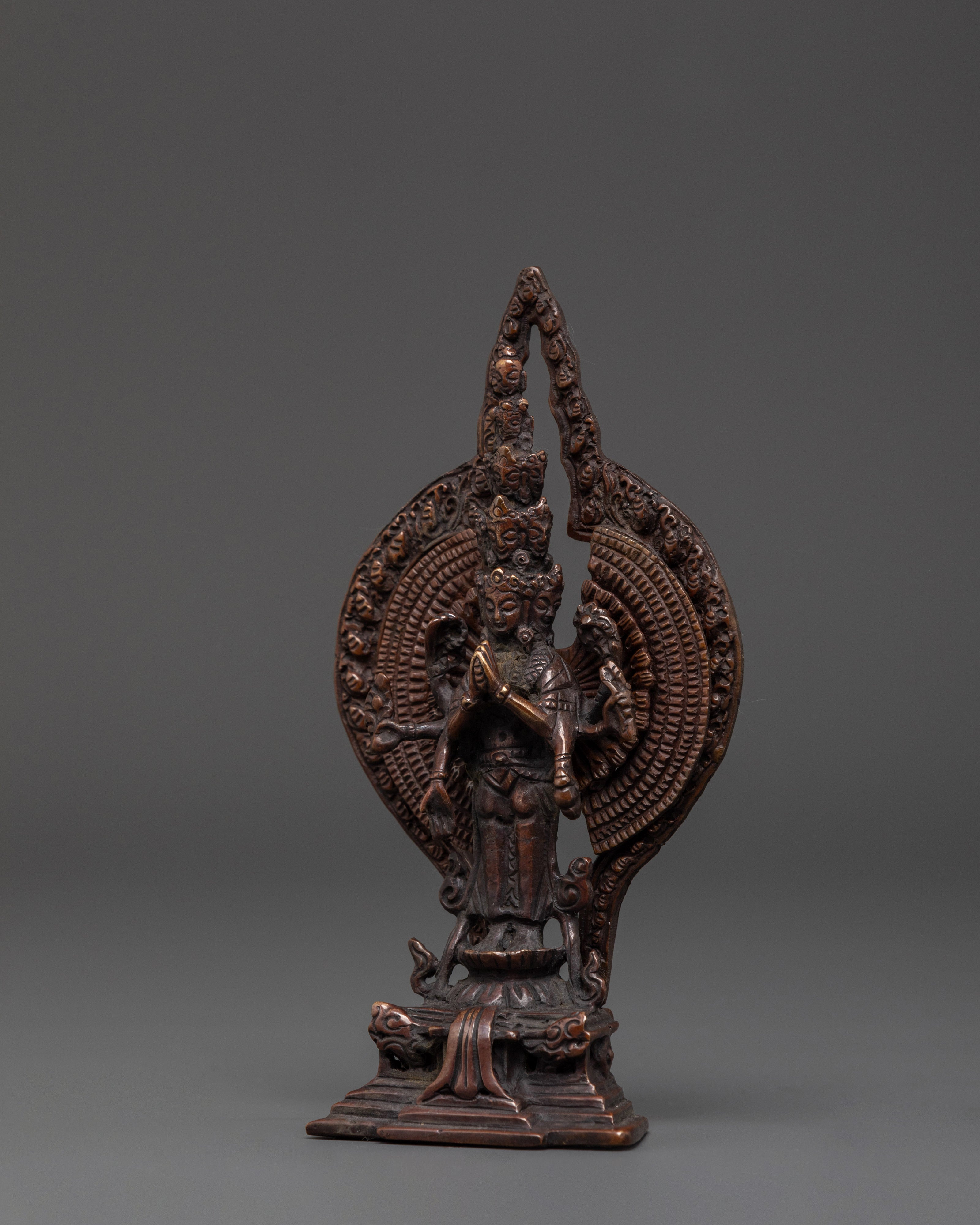 1000 Armed Oxidized Copper Chenrezig Statue | Tibetan Buddhist Compassion Deity