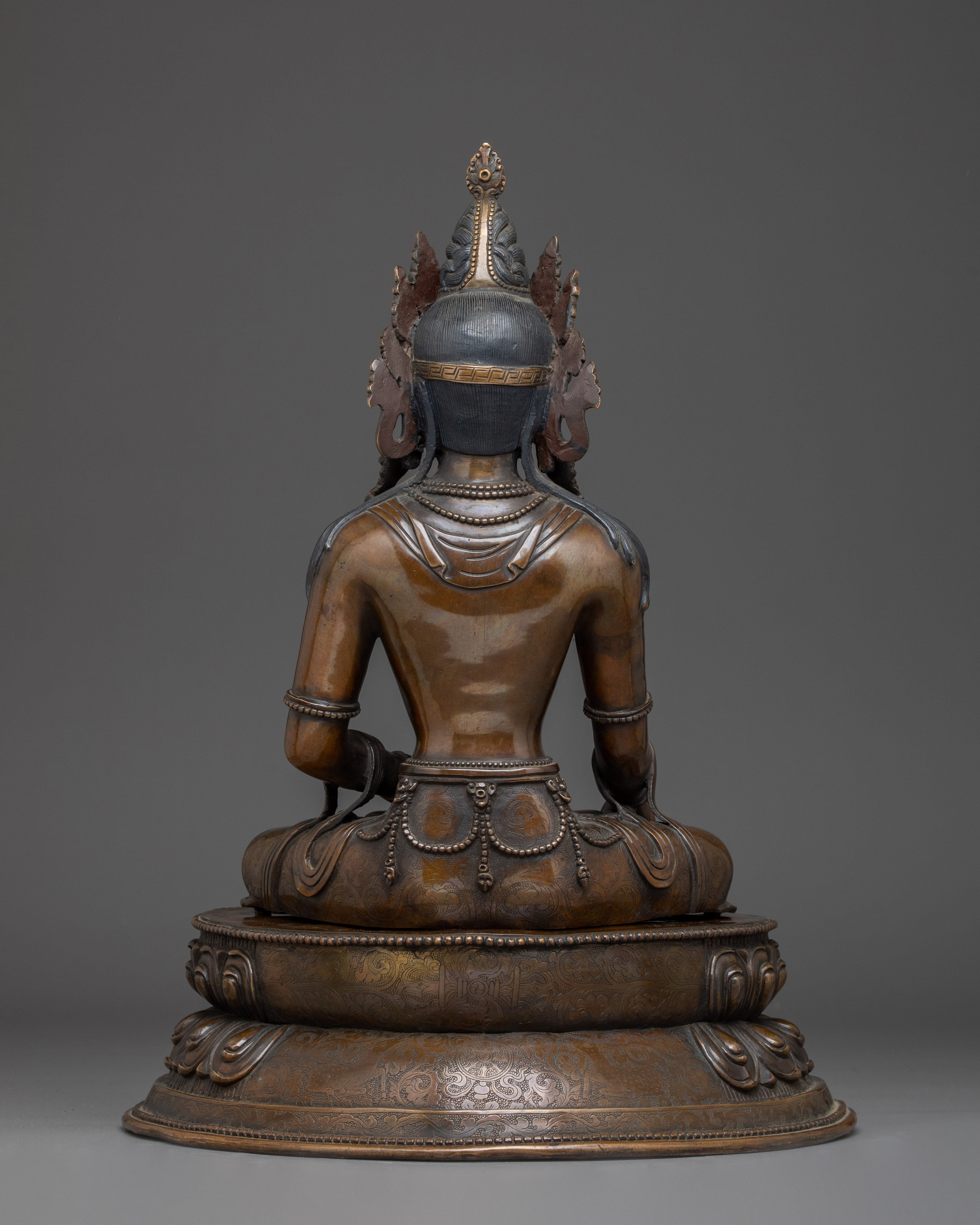 Oxidized Crown Shakyamuni Buddha Statue | Gautama Buddha Artwork