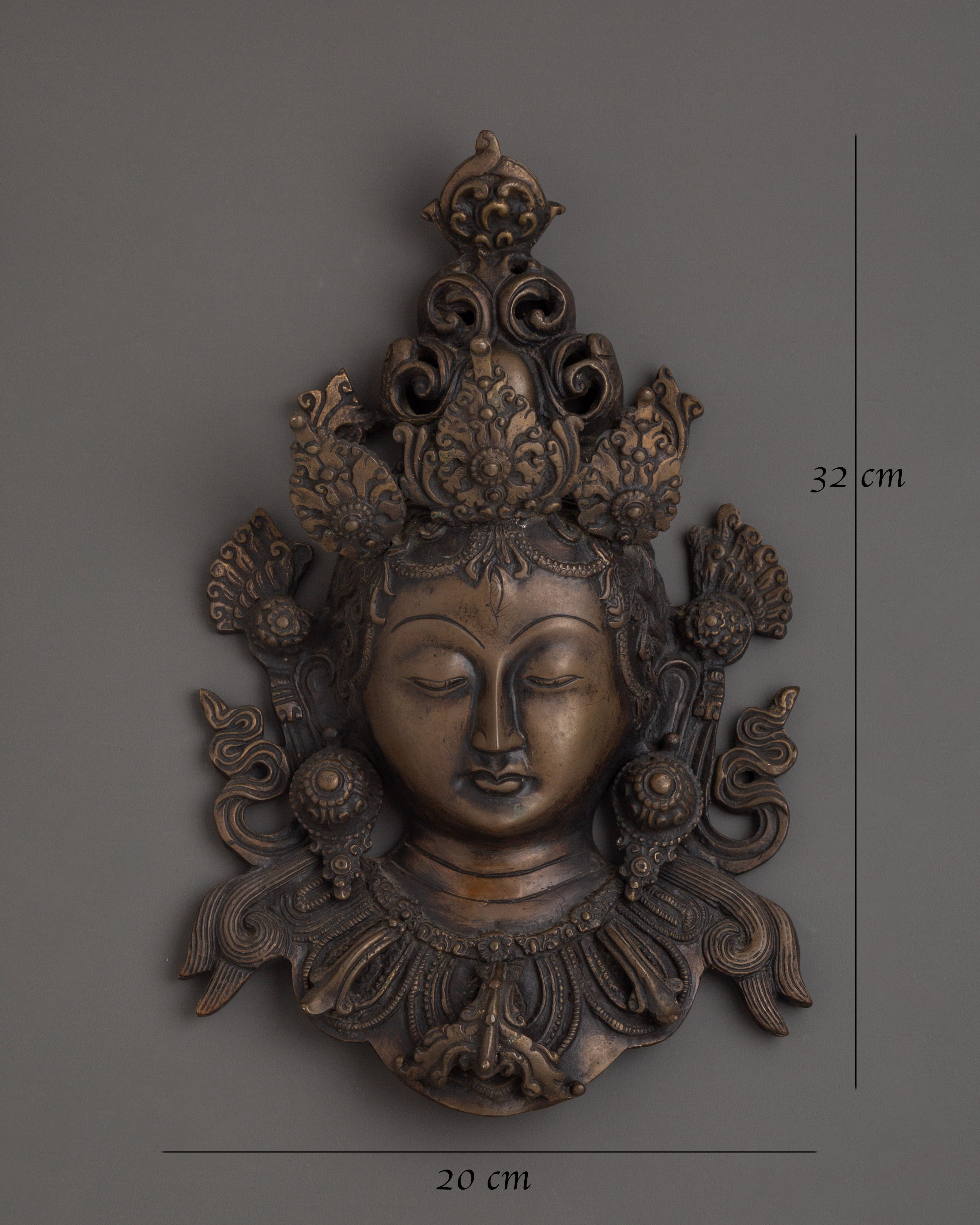 Oxidized Brass Green Tara Wall Hanging | Buddhist Decor, Divine Feminine Sculpture