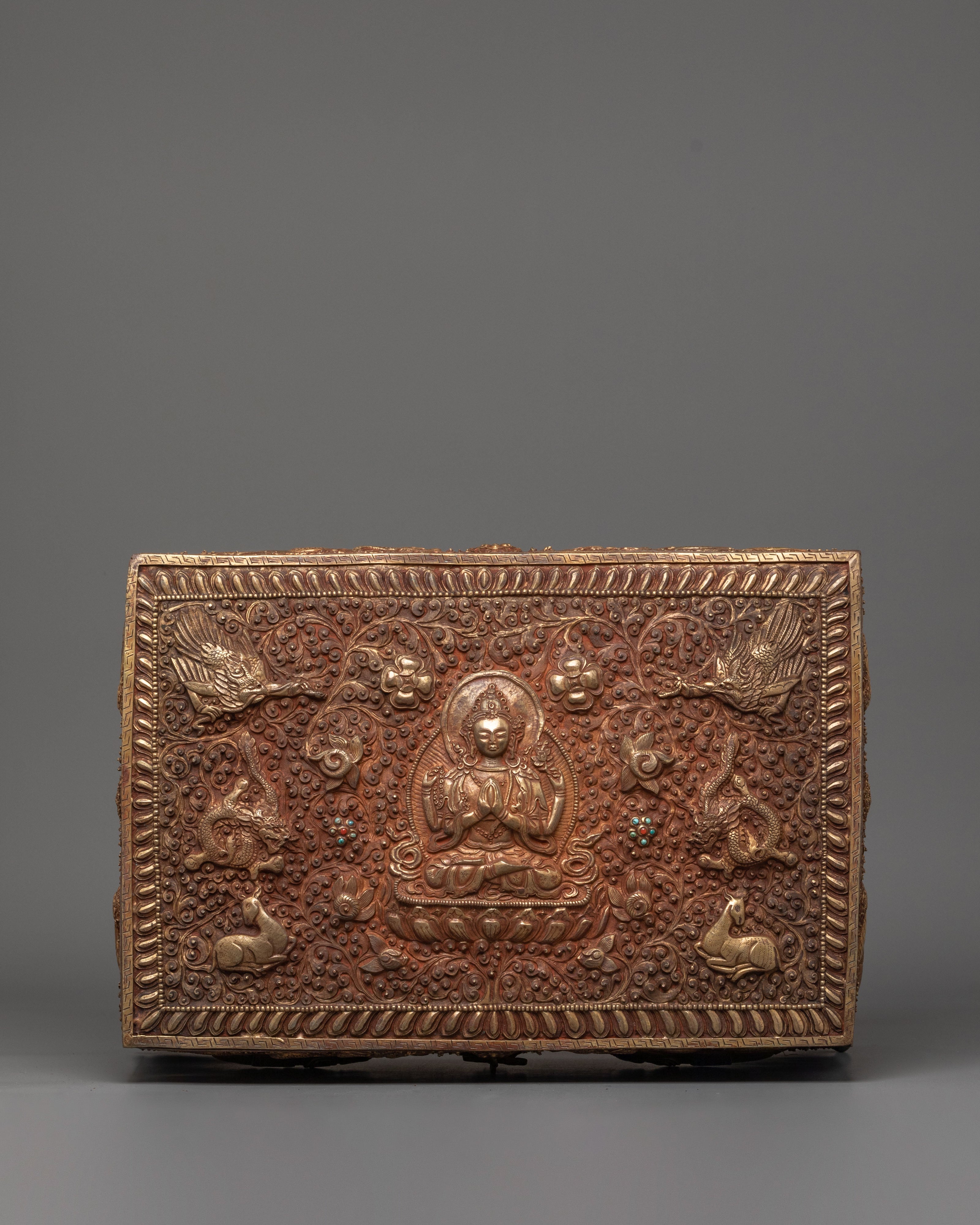 Handmade Tibetan Box | Dragon and Elephant Motifs