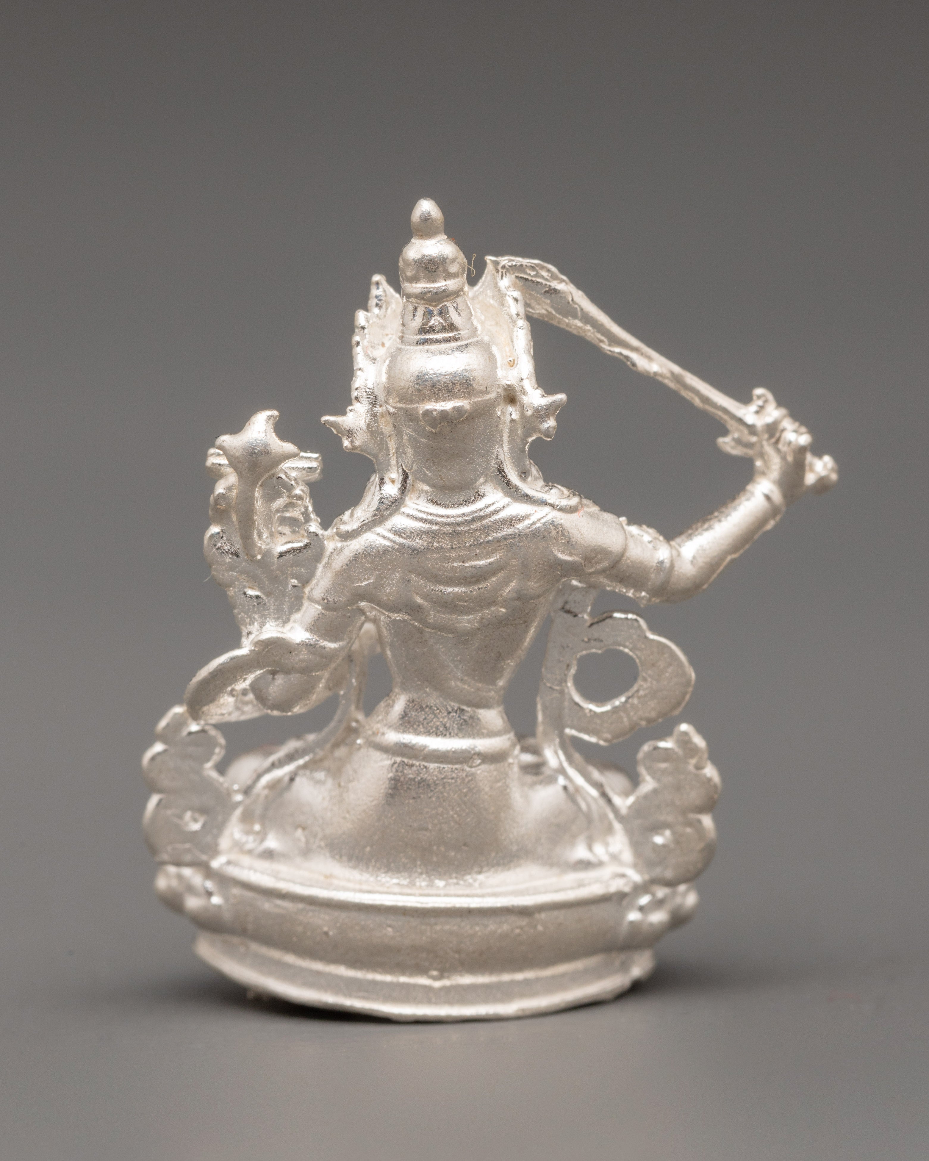 Miniature Manjushri Statue with 98% Silver | Sacred altar Art