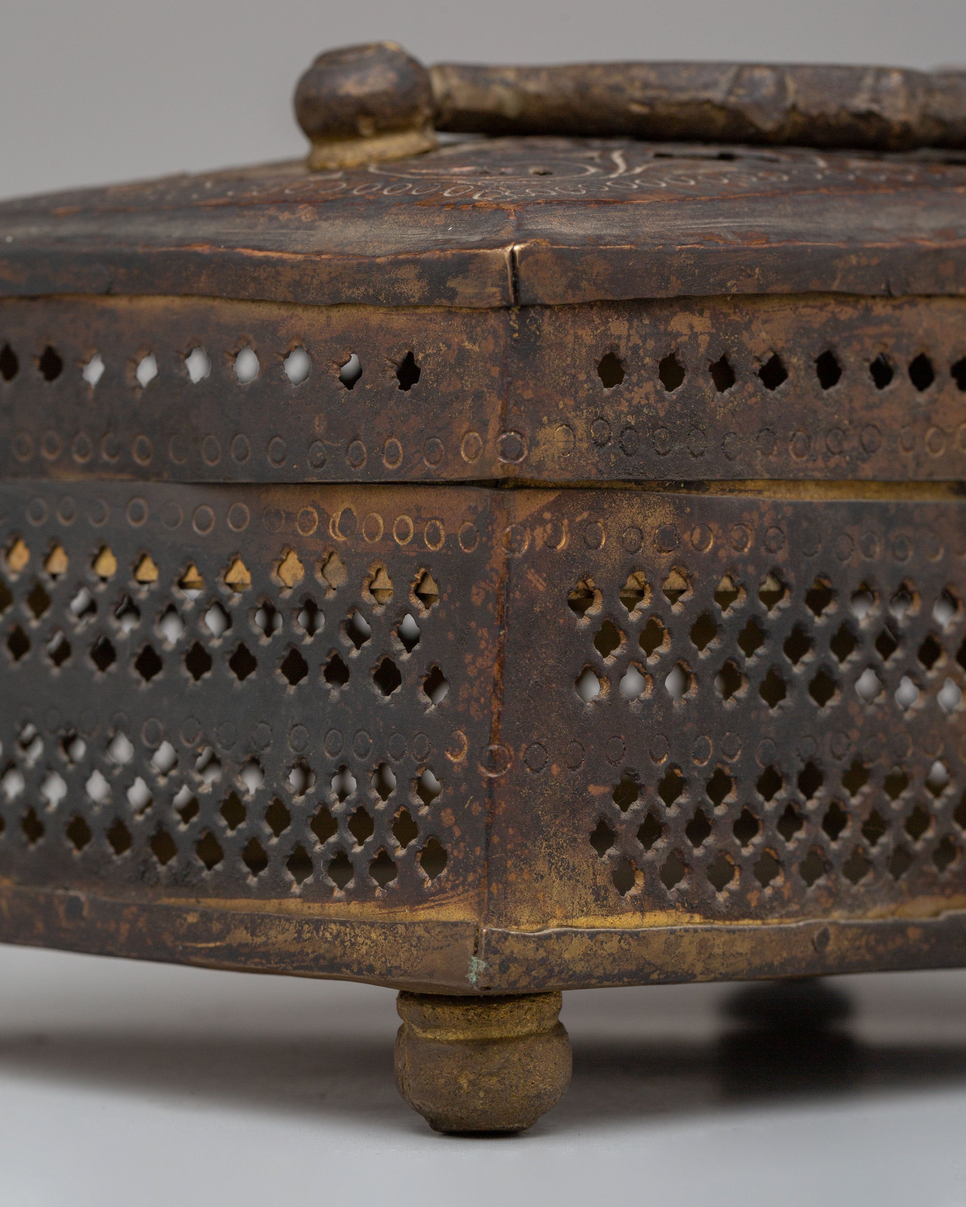 Handmade Antique Finish Box | Copper Box with Gold Plating